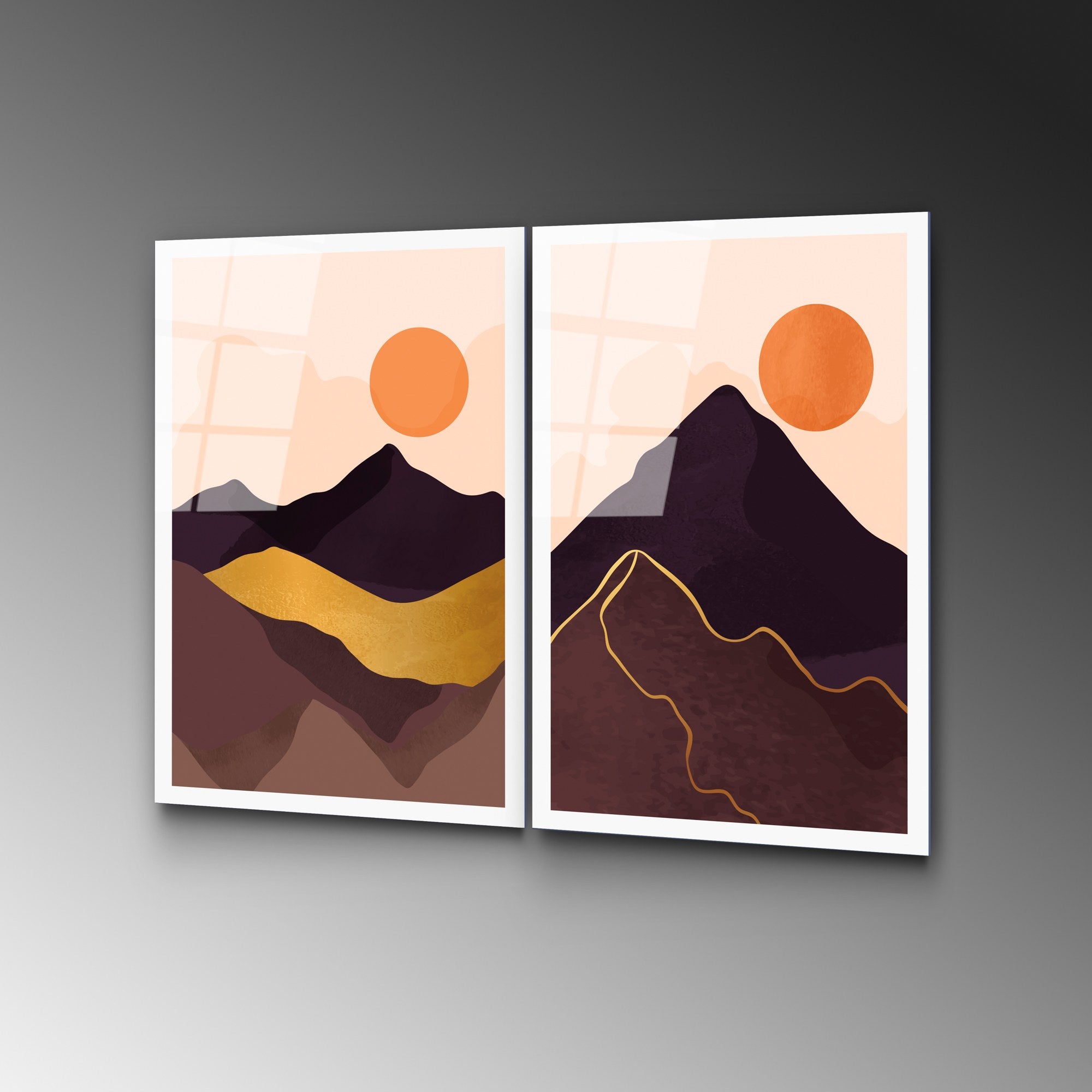 Conjunto de Quadros em Vidro Temperado UV-968 (2 Peças) – 45 x 65 cm – Multicolor – 4 mm