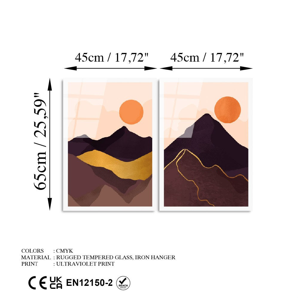 Conjunto de Quadros em Vidro Temperado UV-968 (2 Peças) – 45 x 65 cm – Multicolor – 4 mm