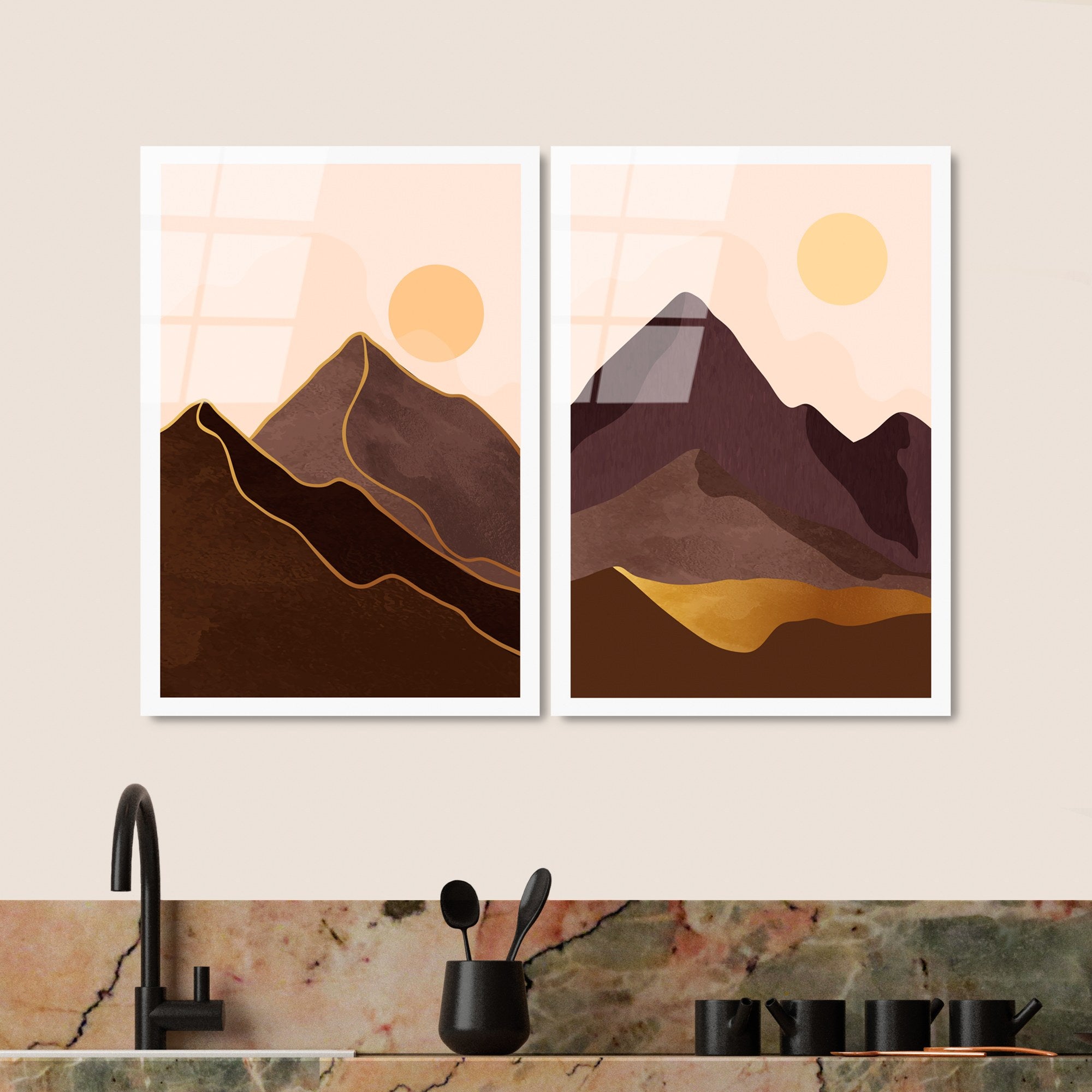 Quadro Decorativo em Vidro Temperado UV-969 (2 Peças) – 45 x 65 cm – Multicolor – 4 mm