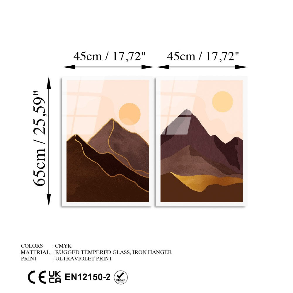 Quadro Decorativo em Vidro Temperado UV-969 (2 Peças) – 45 x 65 cm – Multicolor – 4 mm
