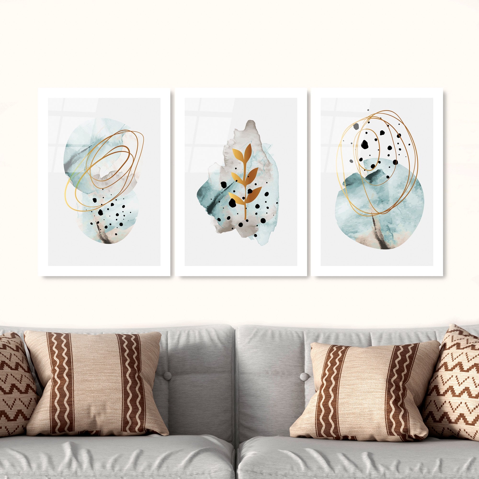 Quadro Decorativo em Vidro Temperado (3 Peças) 45 x 65 cm Multicolor | UV-970