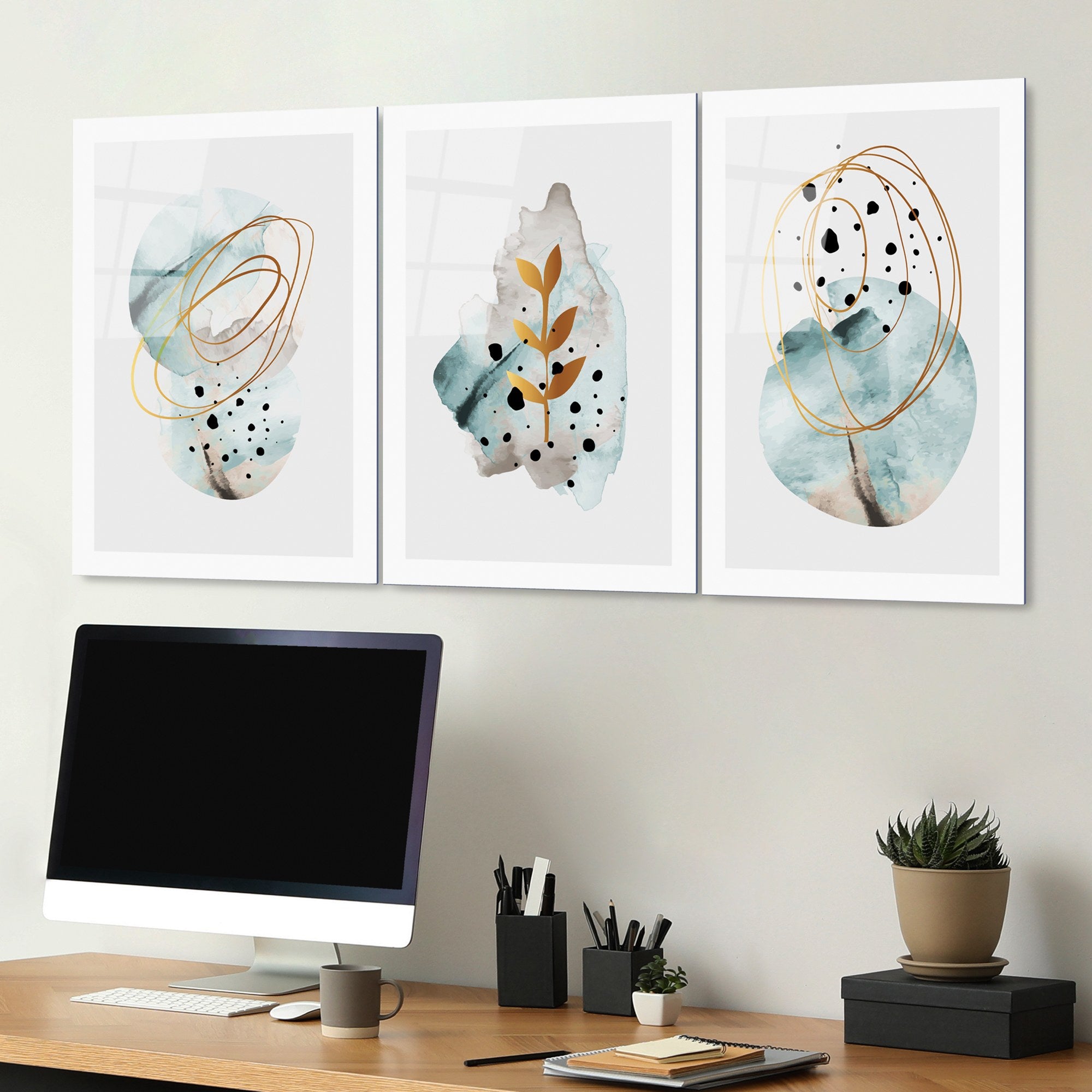 Quadro Decorativo em Vidro Temperado (3 Peças) 45 x 65 cm Multicolor | UV-970