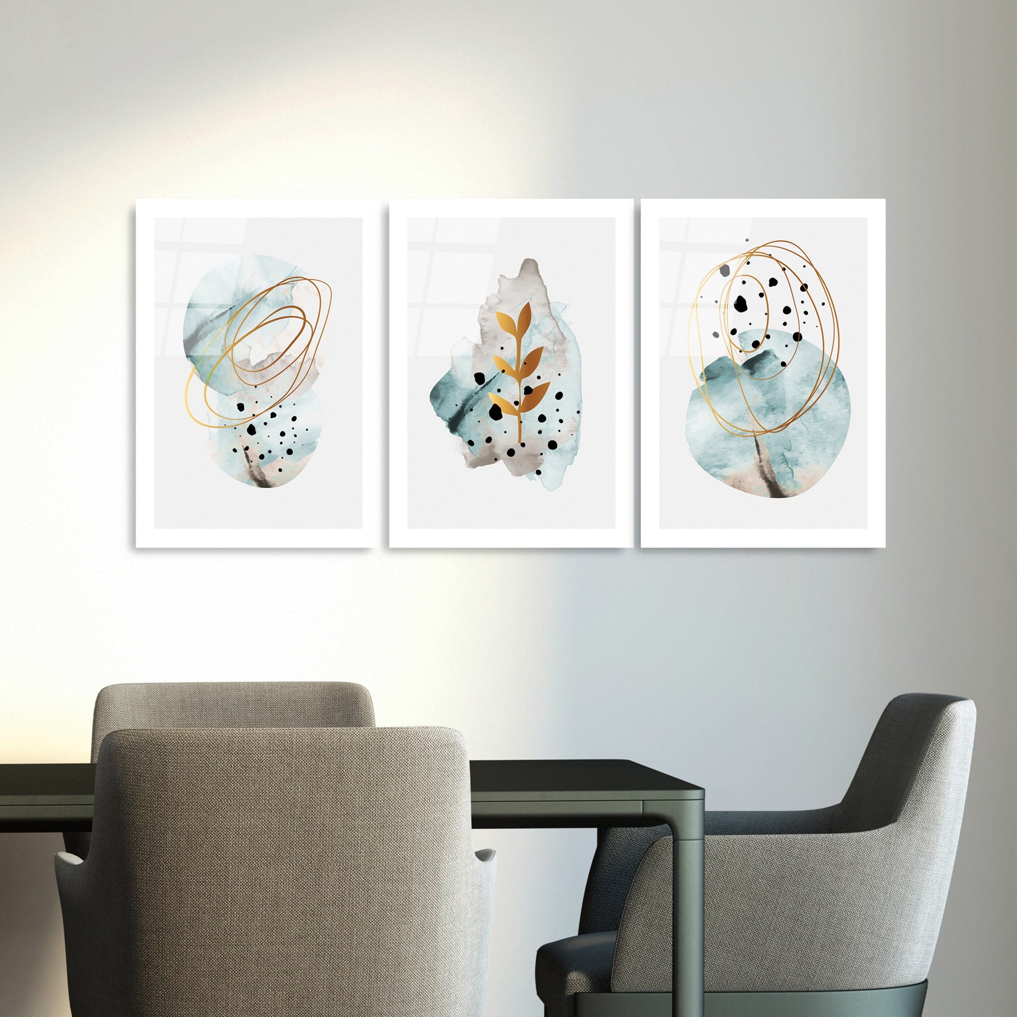 Quadro Decorativo em Vidro Temperado (3 Peças) 45 x 65 cm Multicolor | UV-970