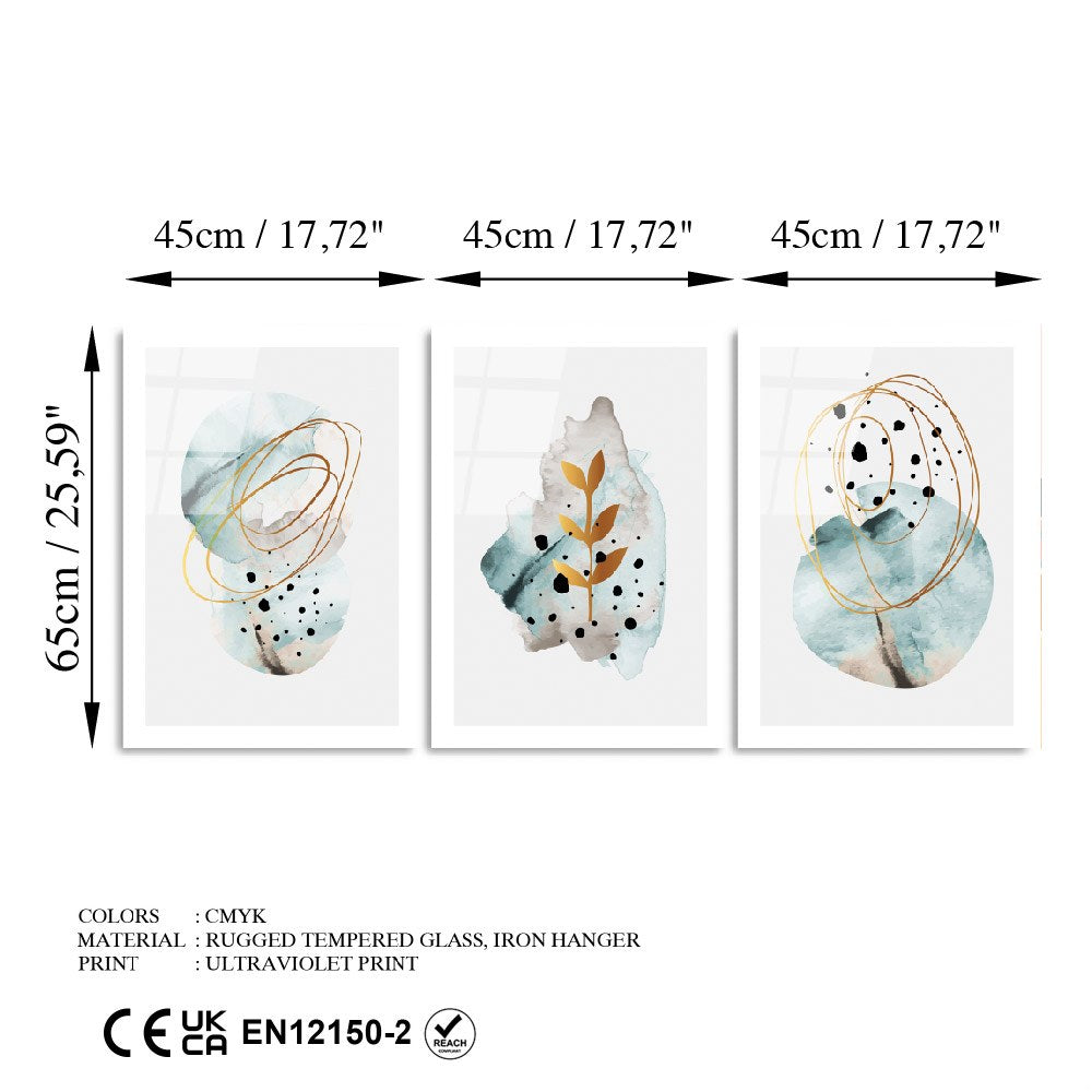Quadro Decorativo em Vidro Temperado (3 Peças) 45 x 65 cm Multicolor | UV-970