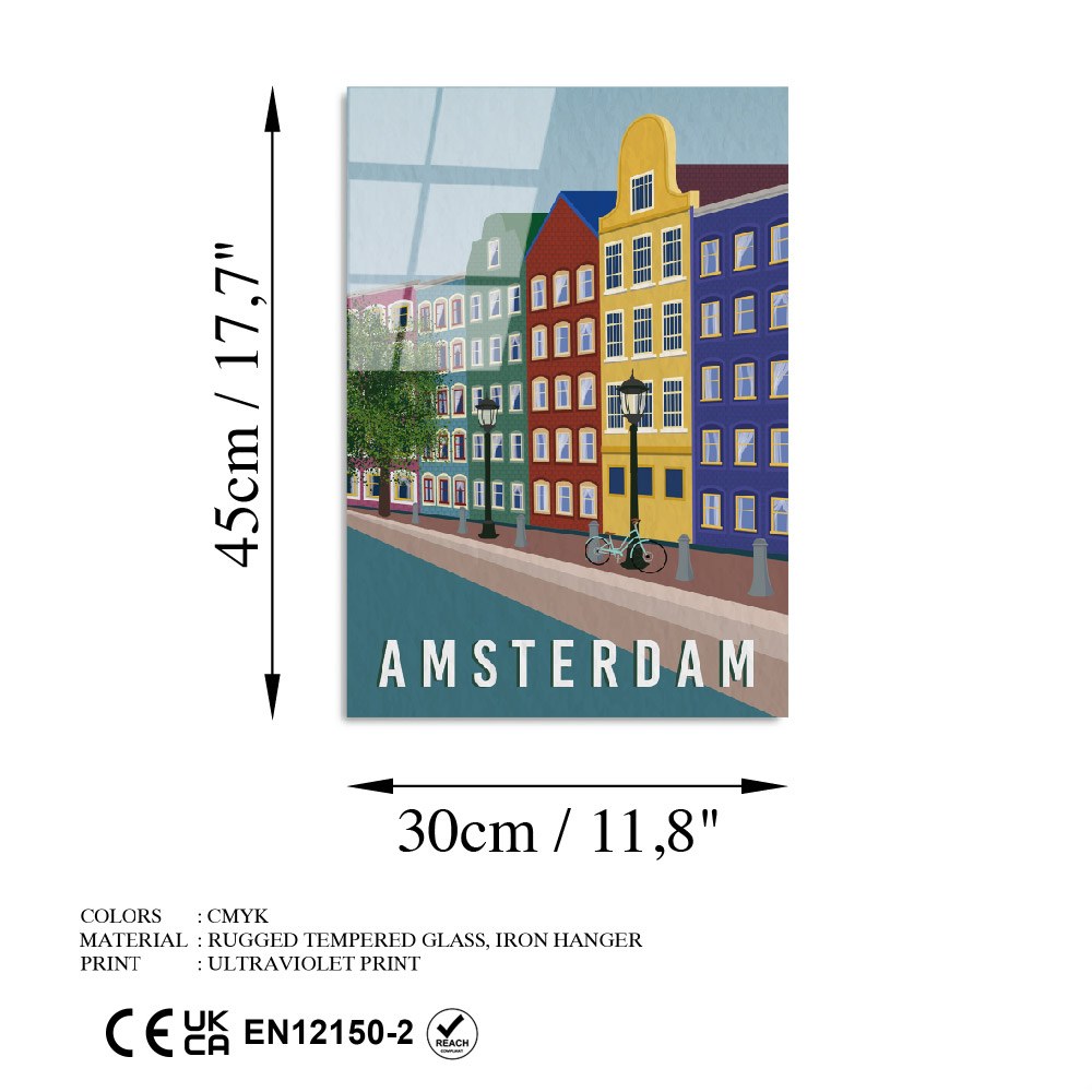 Quadro Decorativo em Vidro Temperado UV-1015, Multicolor, 30 x 45 cm, 4 mm