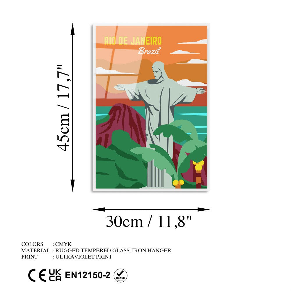 Quadro Decorativo em Vidro Temperado UV-1016 (30 x 45 cm), Multicor, 4 mm