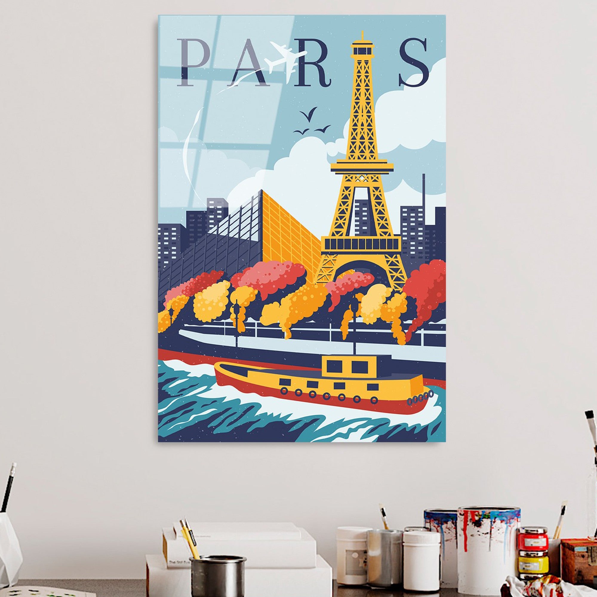 Quadro Decorativo em Vidro 100% Temperado UV-1019, Multicolor, 30 x 45 cm (4 mm)