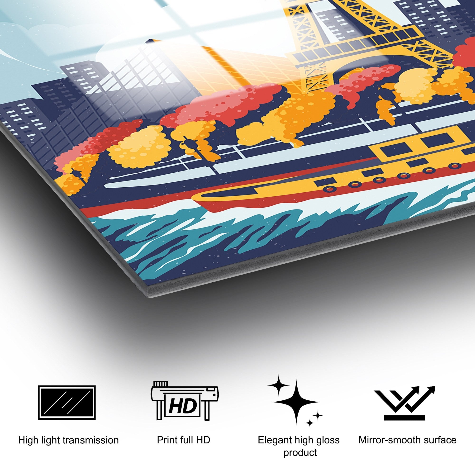 Quadro Decorativo em Vidro 100% Temperado UV-1019, Multicolor, 30 x 45 cm (4 mm)