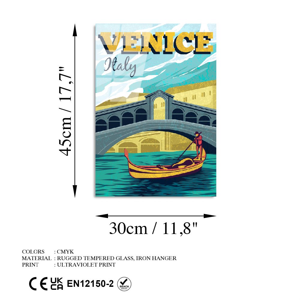 Quadro Decorativo em Vidro Temperado UV-1022, 30 x 45 cm, Multicolor, 4 mm