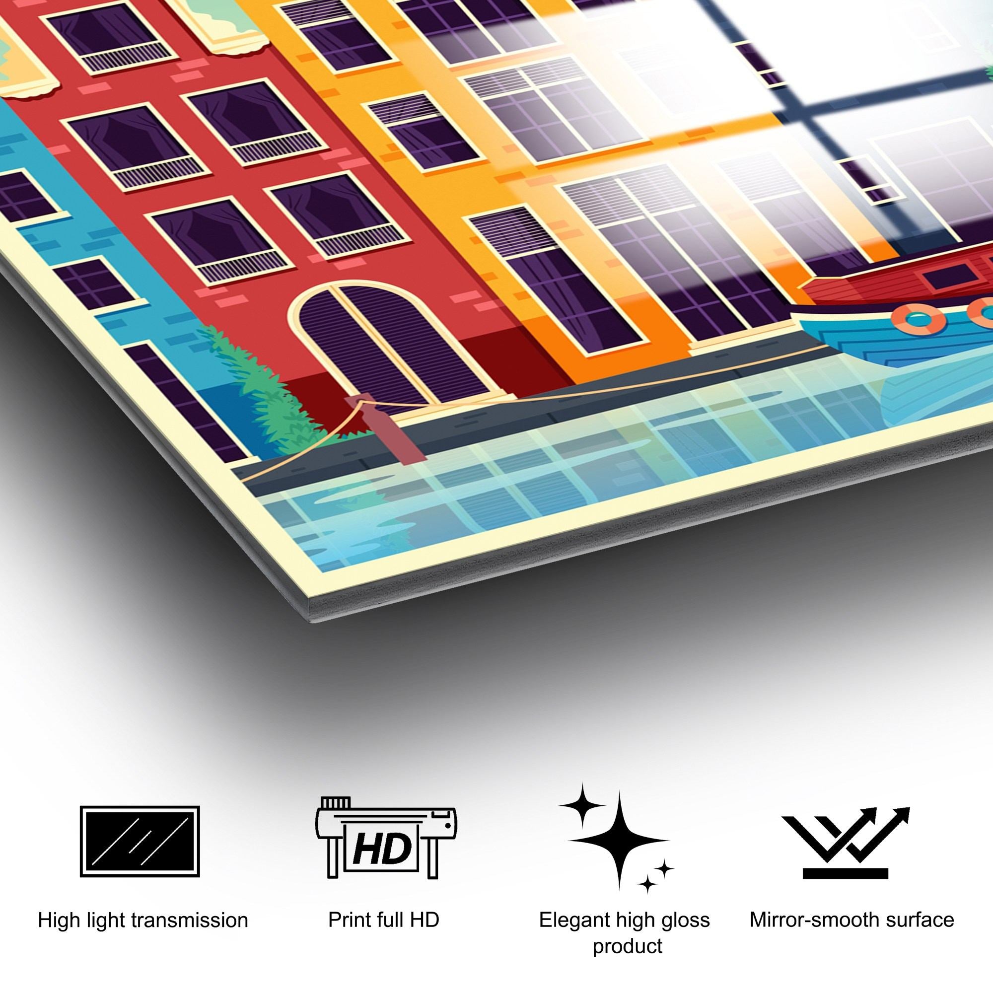 Quadro Decorativo em Vidro Temperado Multicolor UV-1028, 30x45 cm, 4 mm