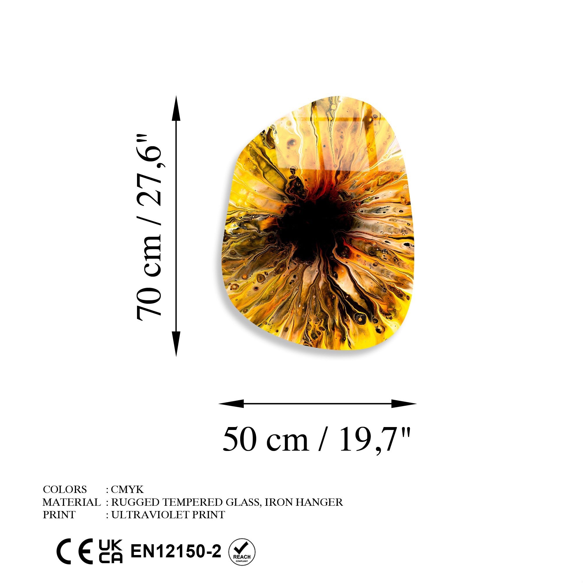 Quadro Decorativo em Vidro Temperado 100% UV-1083 (50x70 cm) – Multicolor, 4 mm