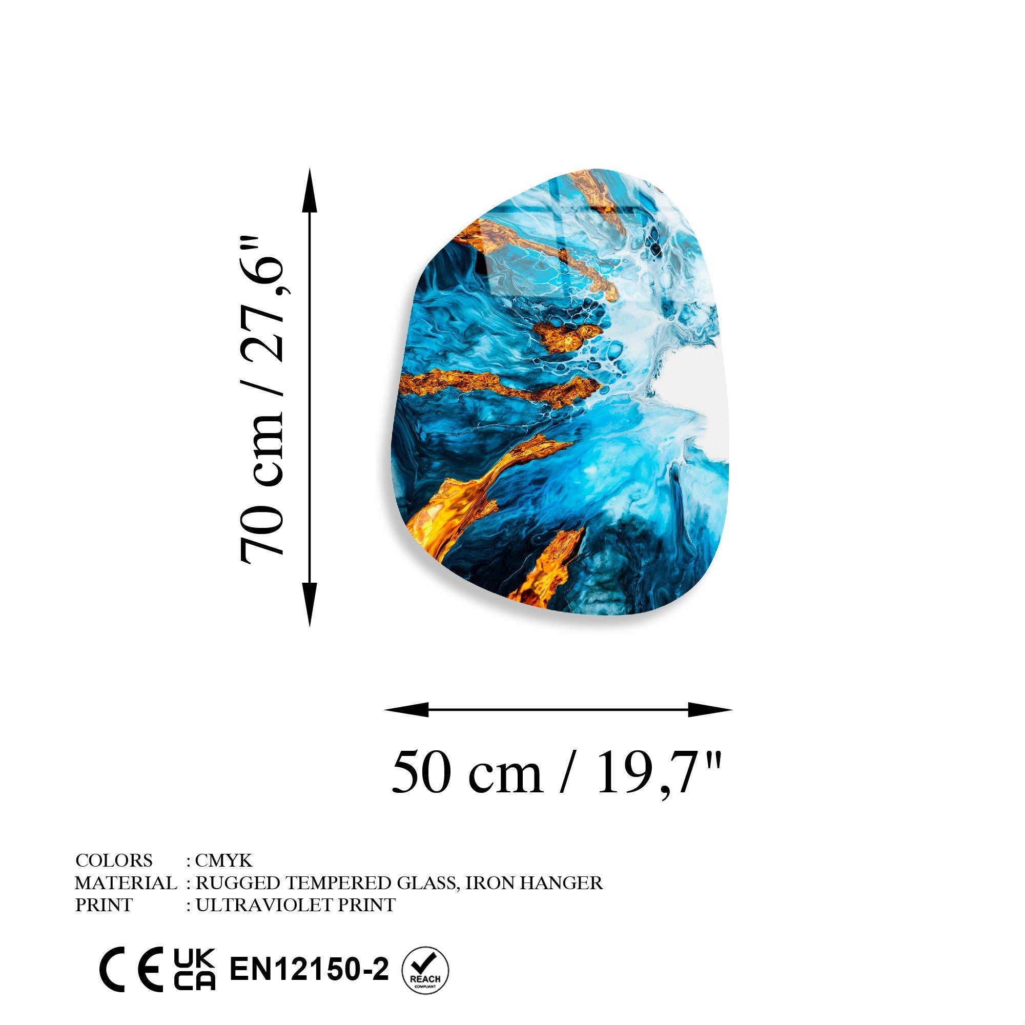 Quadro Decorativo em Vidro Temperado Multicolor UV-1084, 50 x 70 cm, 4 mm