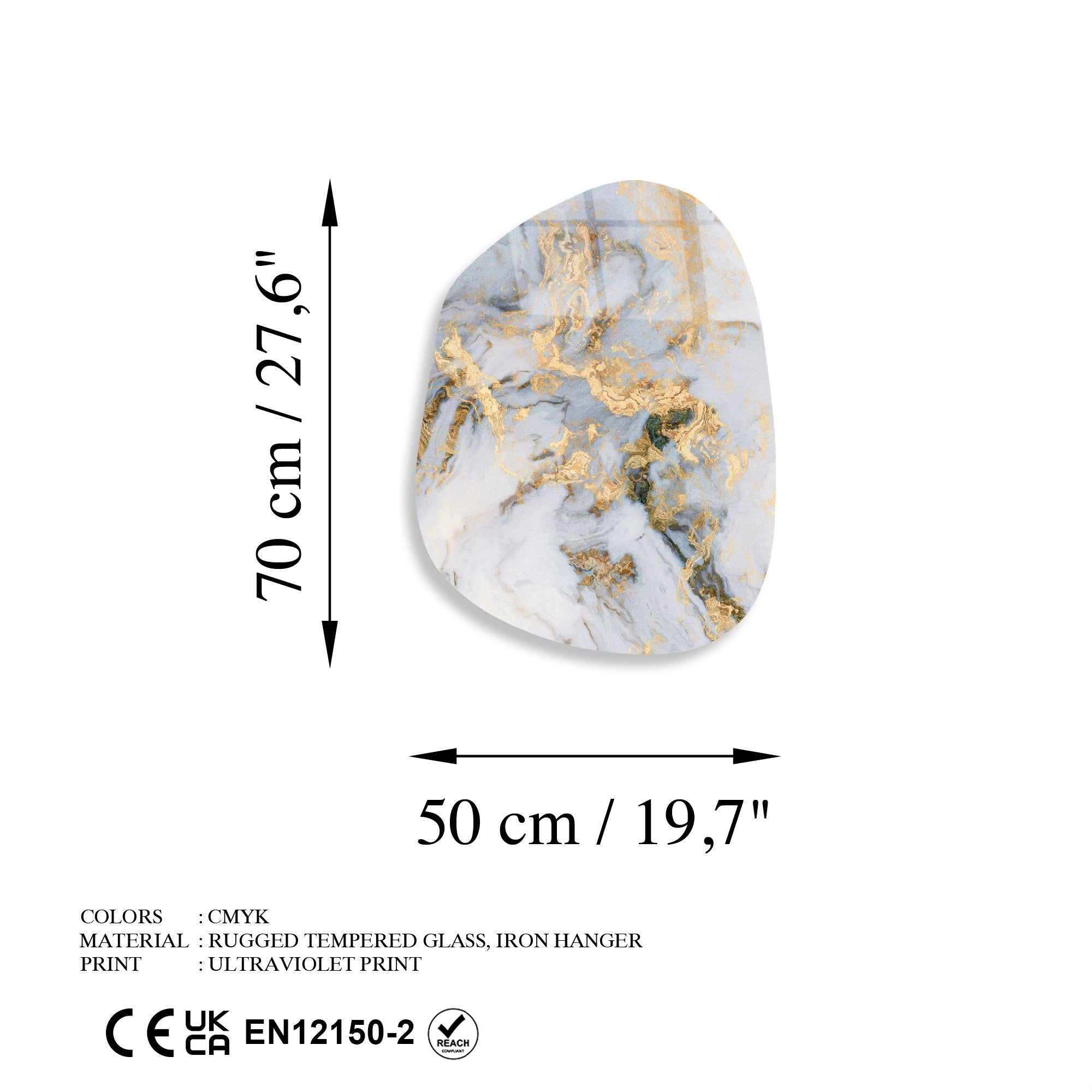 Quadro Decorativo em Vidro Temperado UV-1088, Multicolor, 50 x 70 cm, 4 mm, 3,882 kg