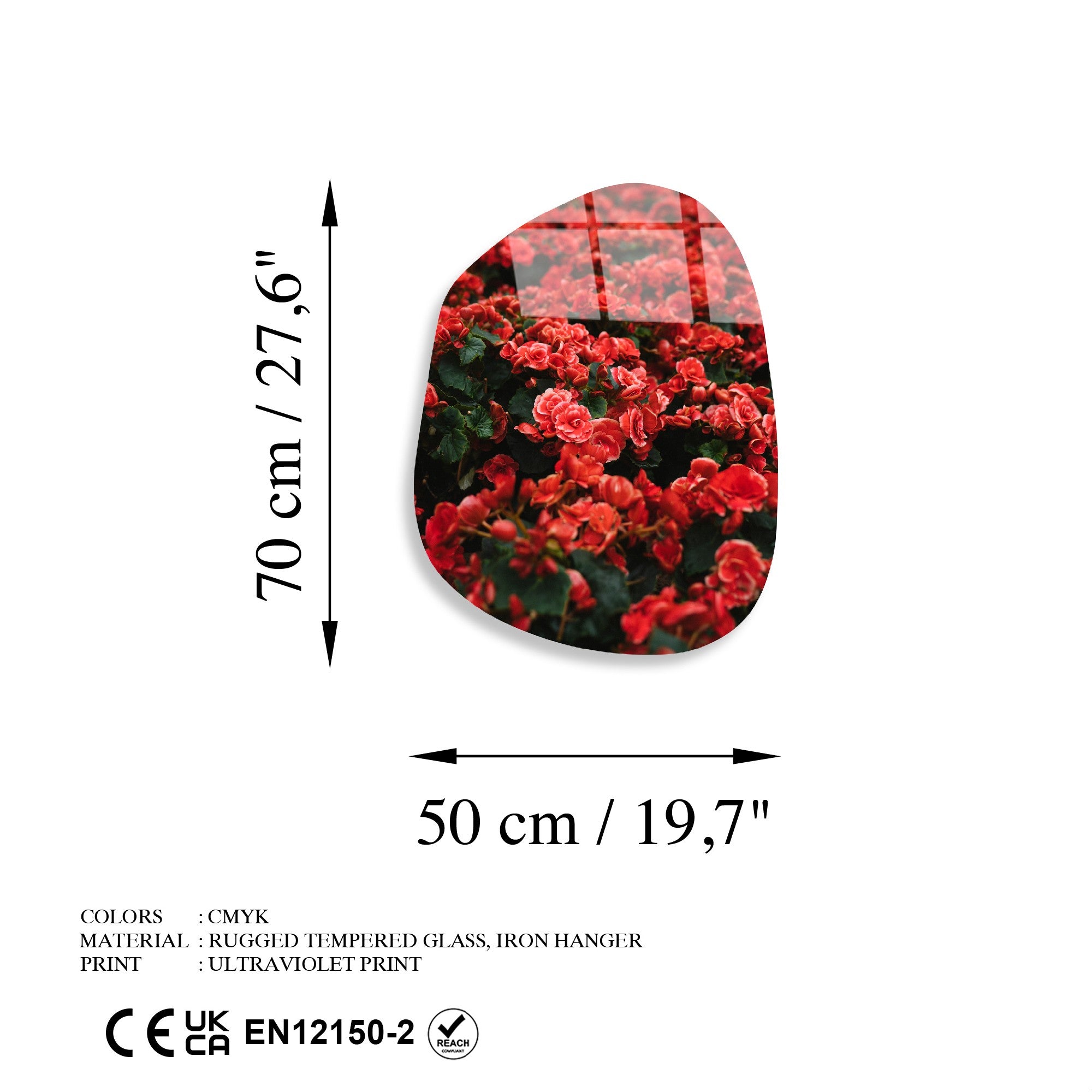 Quadro Decorativo em Vidro Temperado UV-1093, 50x70 cm, Multicolor, 4 mm