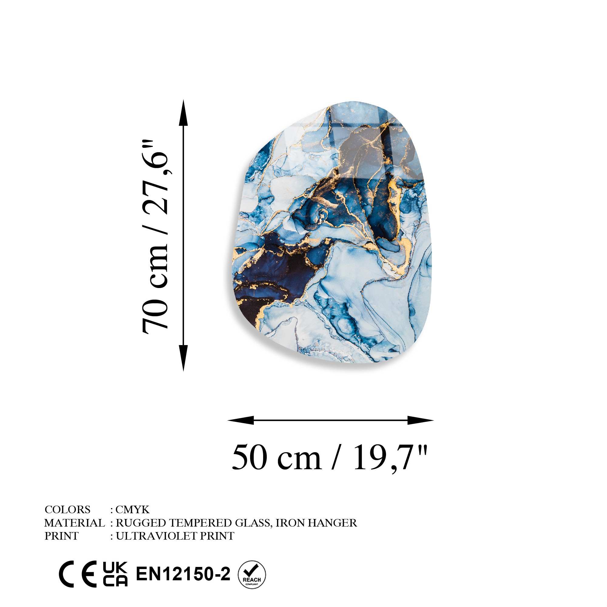 Quadro Decorativo em Vidro Temperado 4 mm UV-1094, 50 x 70 cm, Multicolor