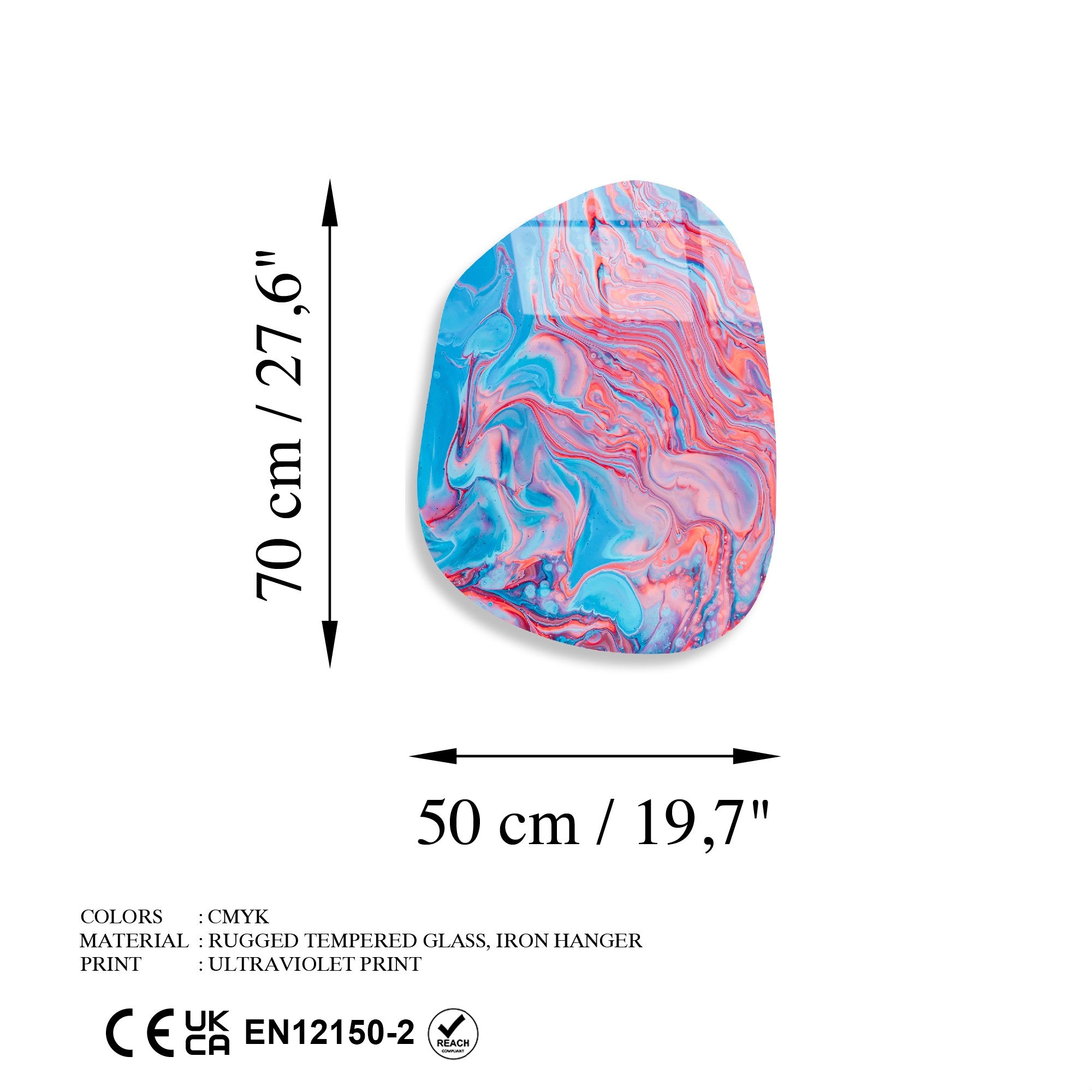 Quadro Decorativo em Vidro Temperado 100% (4 mm) UV-1096, Multicolor, 50 x 70 cm