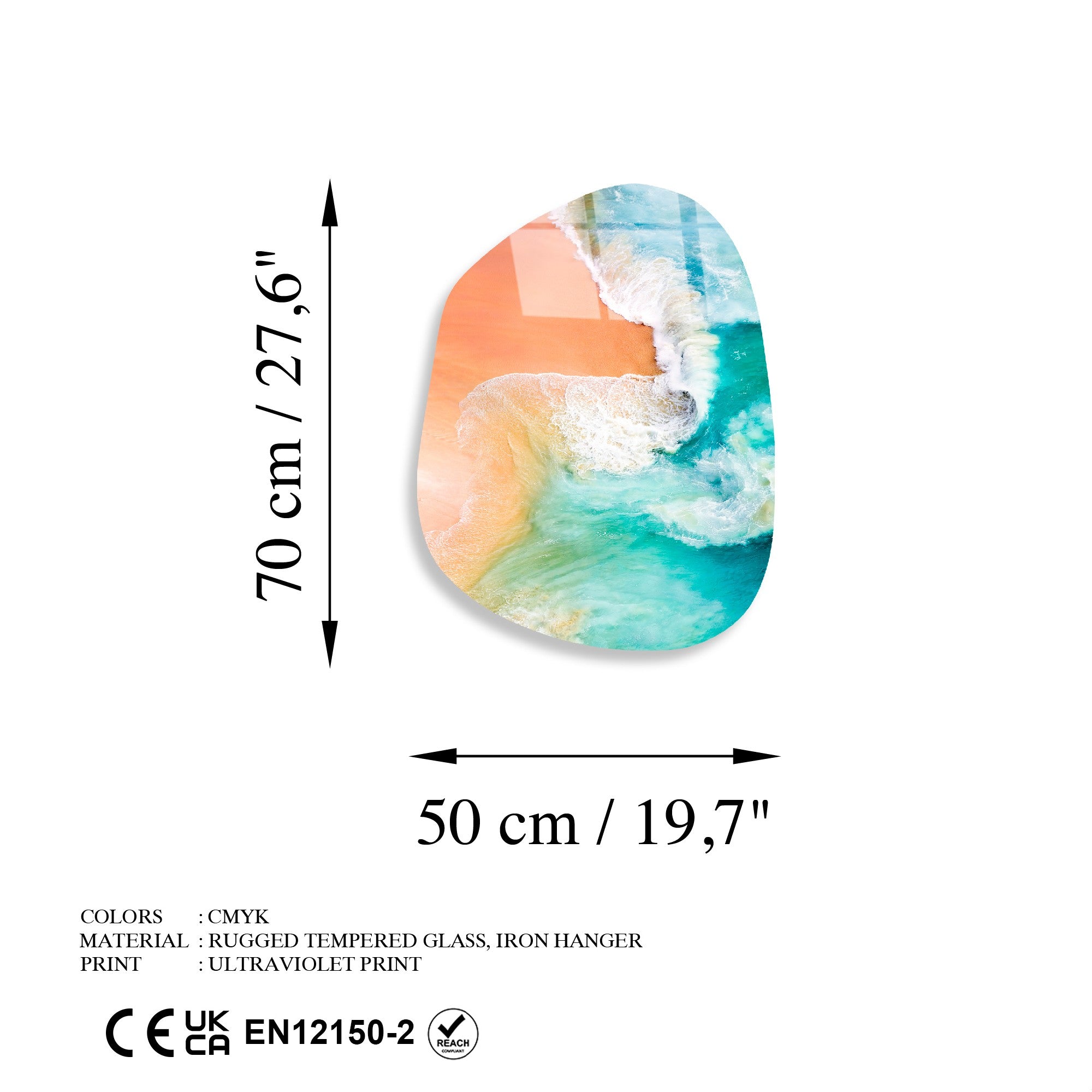 Quadro Decorativo em Vidro Temperado UV-1098, Multicolor, 50 x 70 cm (4 mm)