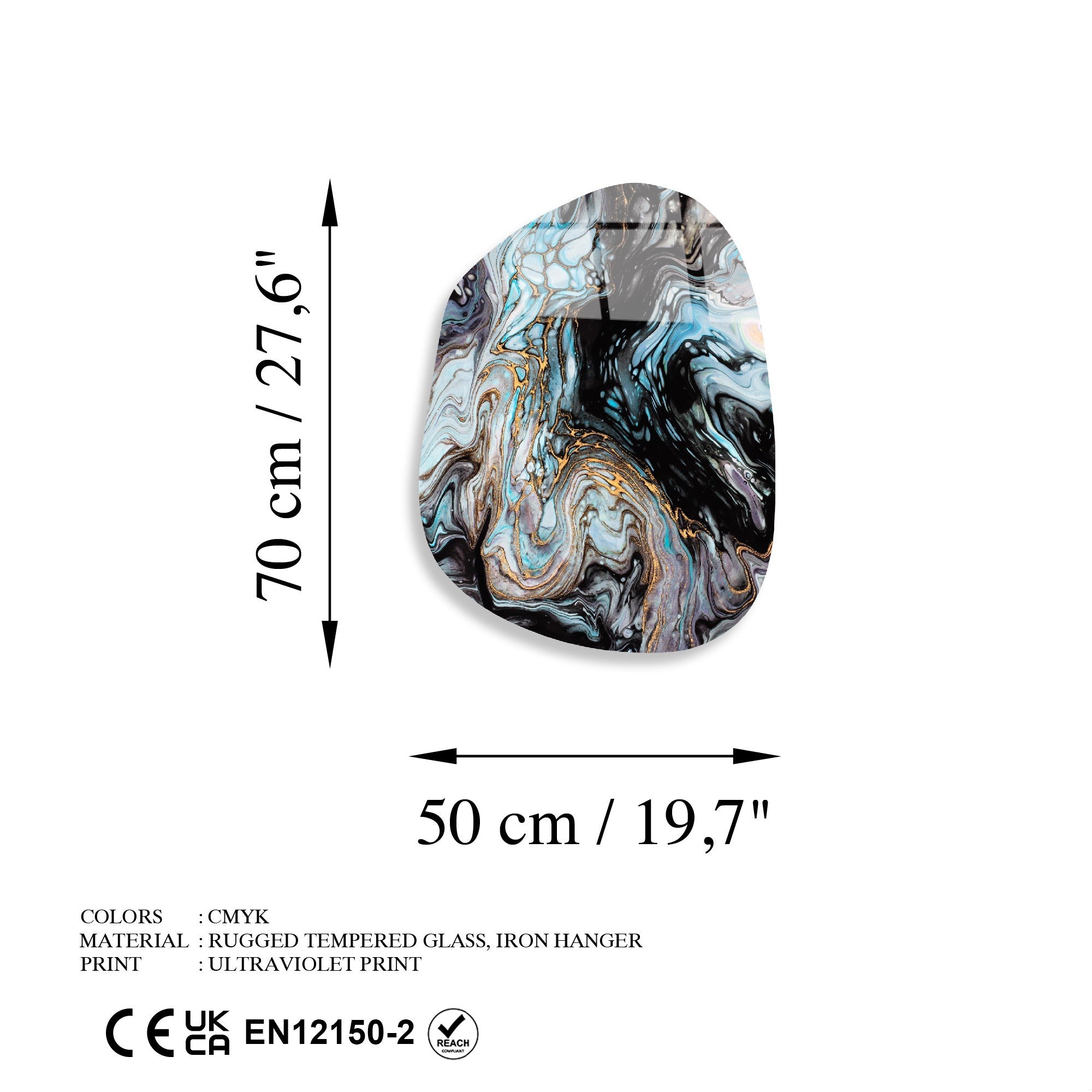 Quadro Decorativo em Vidro Temperado UV-1100, Multicolor, 50 x 70 cm (4 mm)