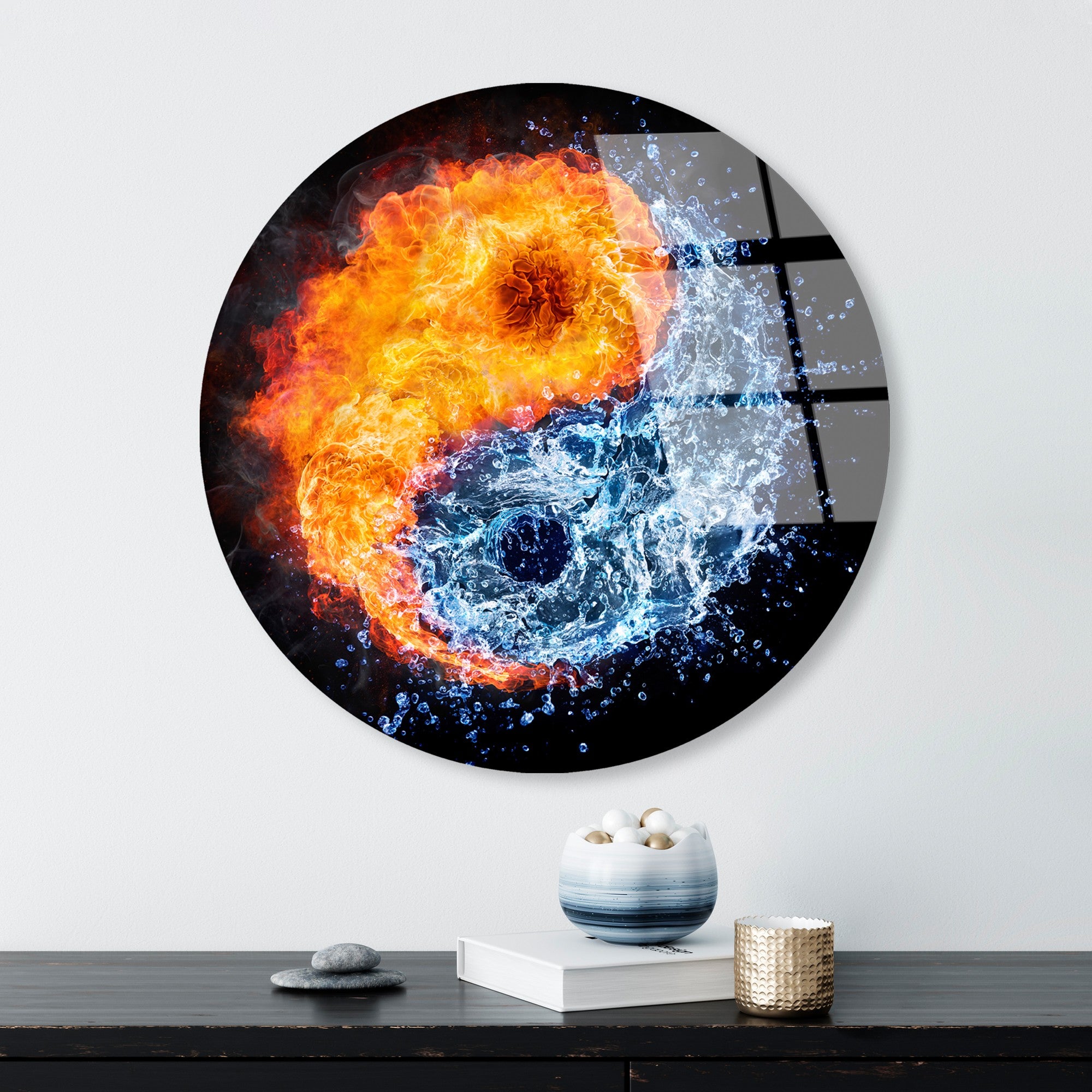 Quadro Decorativo em Vidro Temperado 4 mm, Ø60 cm, Multicolor – UV-1122 (123BZM2618)