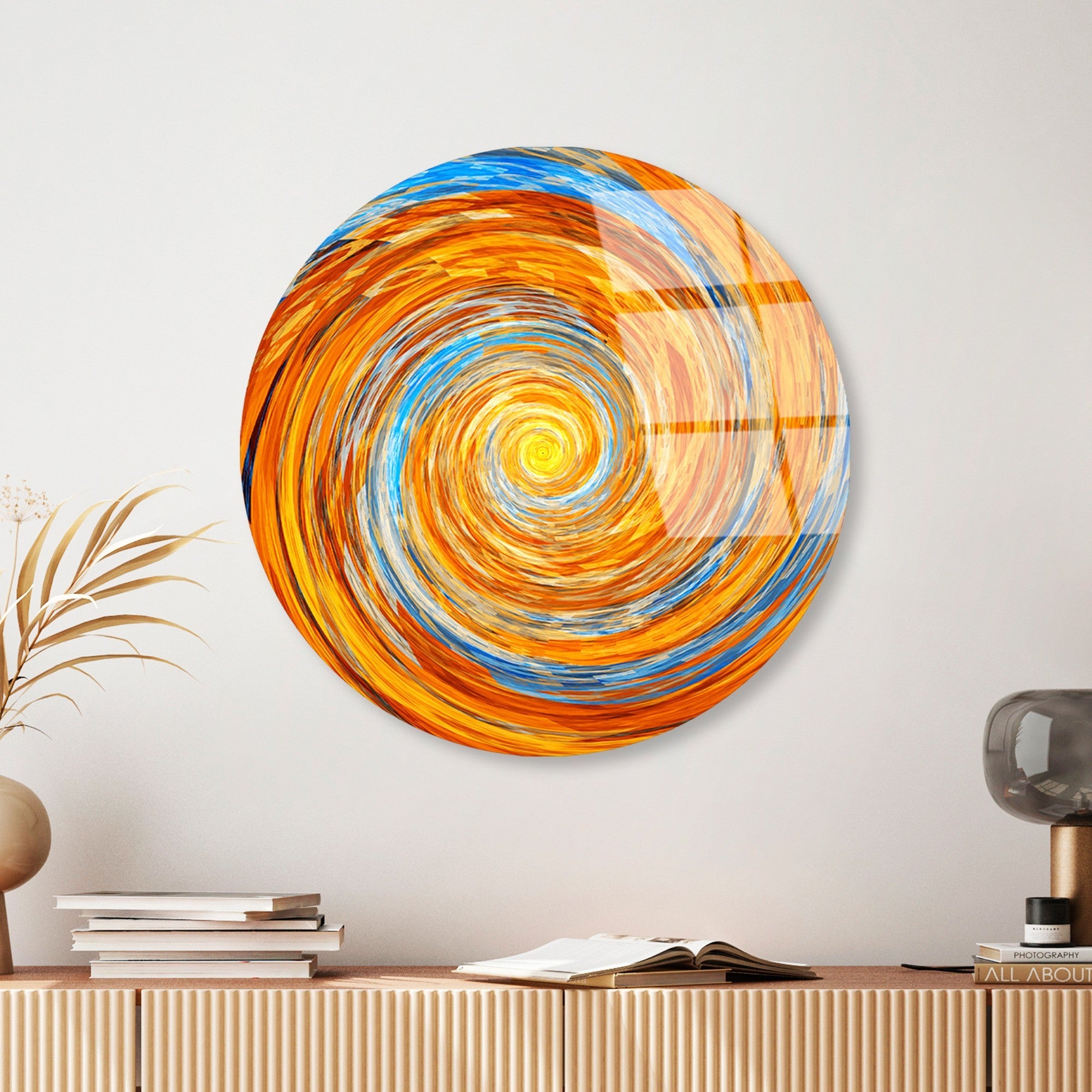 Quadro Decorativo em Vidro Temperado UV-1123 – Multicolor, Ø60 cm, 4 mm (100% Vidro Temperado)