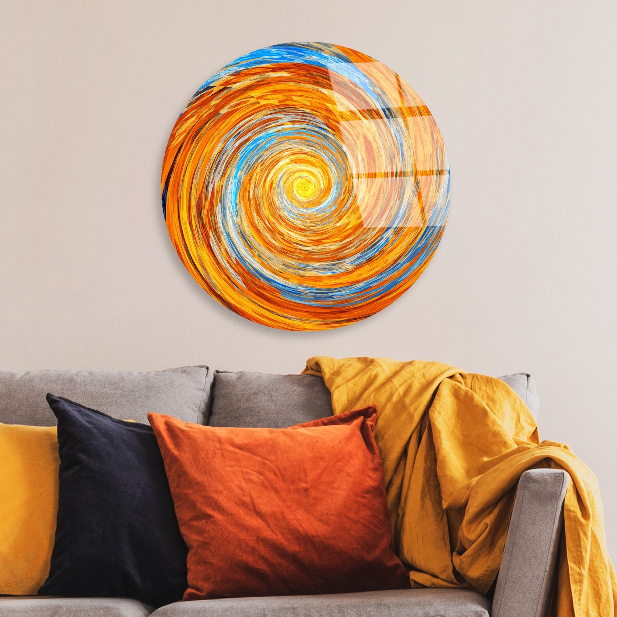 Quadro Decorativo em Vidro Temperado UV-1123 – Multicolor, Ø60 cm, 4 mm (100% Vidro Temperado)