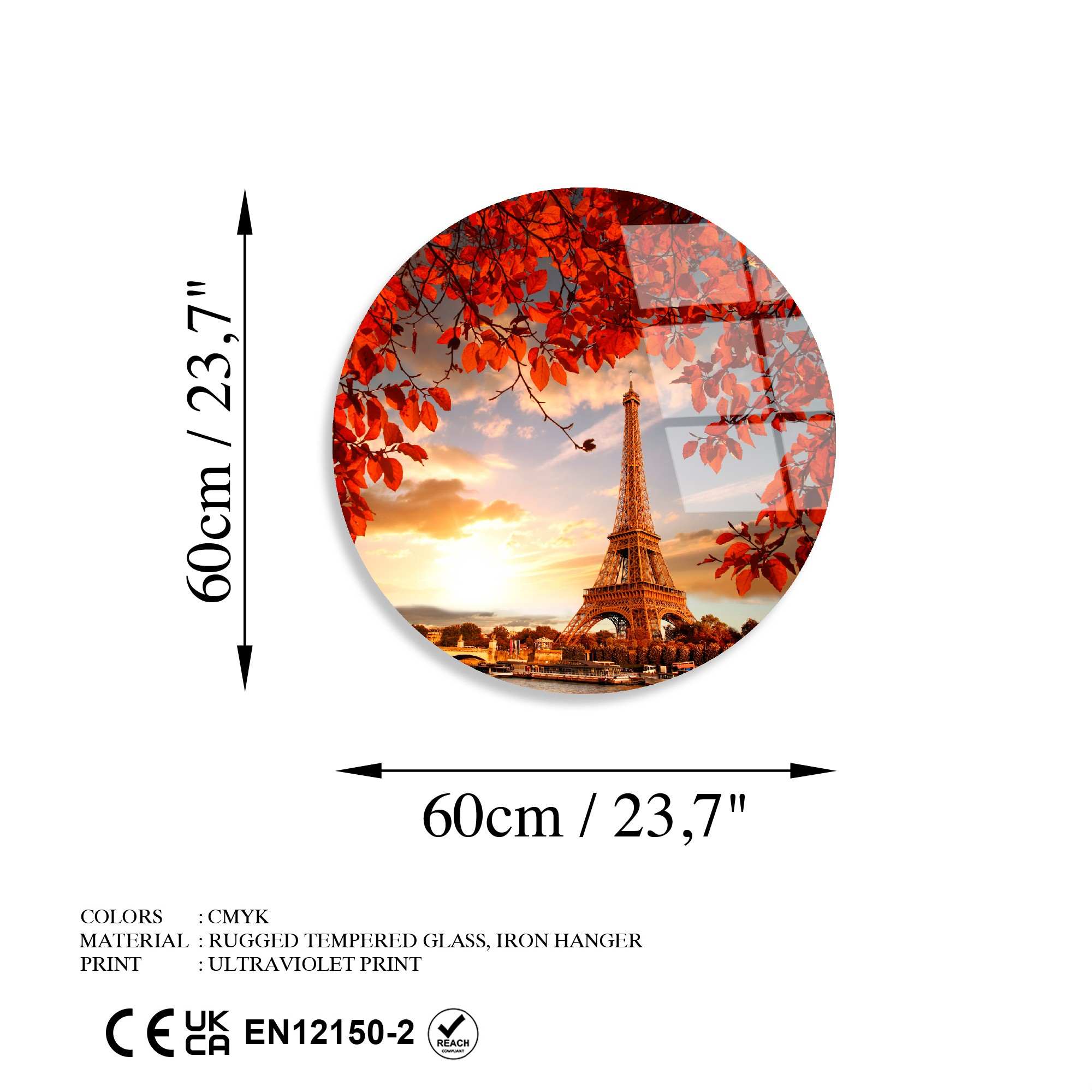 Quadro Decorativo em Vidro Temperado Multicolor Ø 60 cm (4 mm) – UV-1128