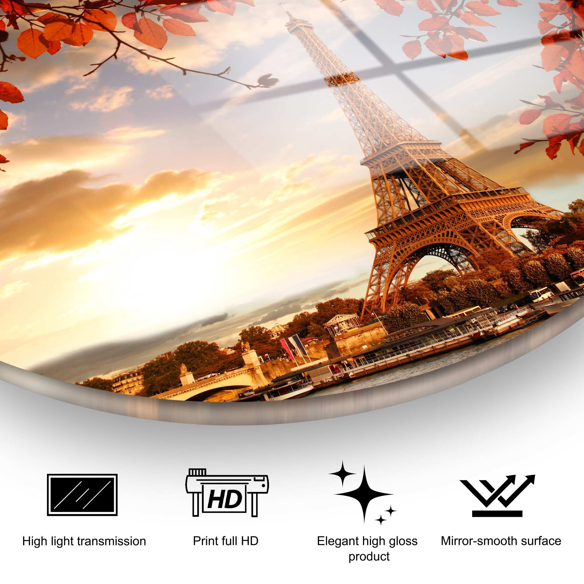 Quadro Decorativo em Vidro Temperado Multicolor Ø 60 cm (4 mm) – UV-1128