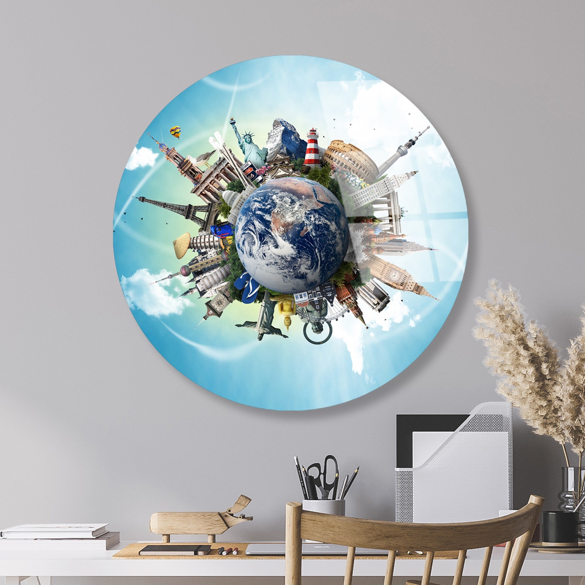 Quadro Decorativo em Vidro Temperado Multicolorido Ø60 cm (4 mm) – UV-1129 | 123BZM2625