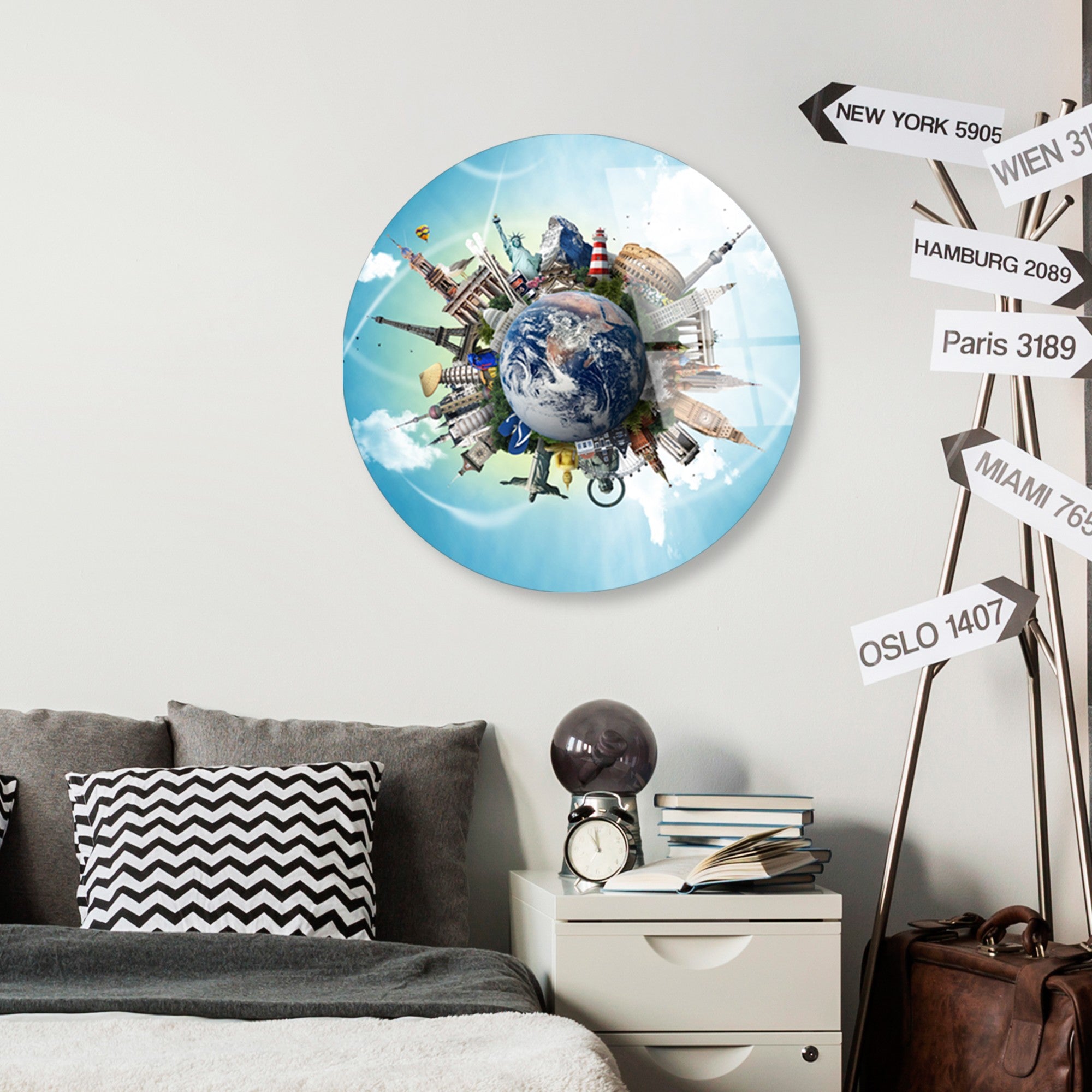 Quadro Decorativo em Vidro Temperado Multicolorido Ø60 cm (4 mm) – UV-1129 | 123BZM2625