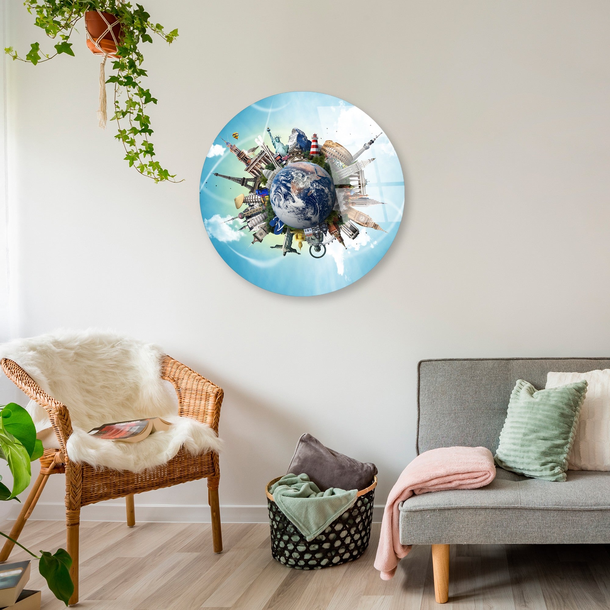 Quadro Decorativo em Vidro Temperado Multicolorido Ø60 cm (4 mm) – UV-1129 | 123BZM2625