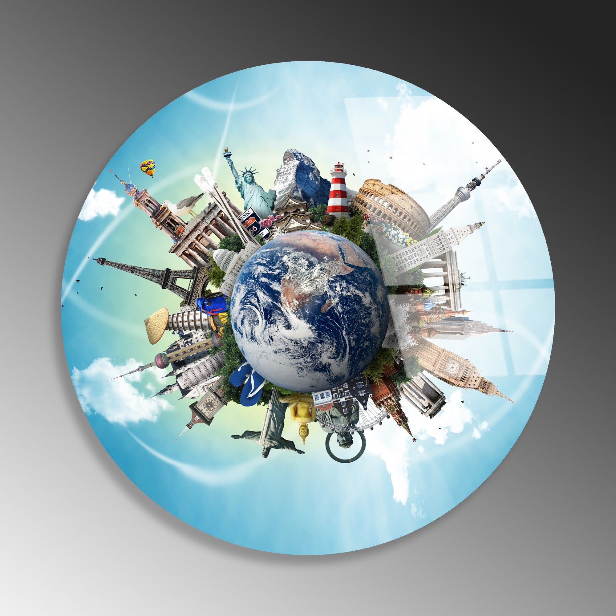 Quadro Decorativo em Vidro Temperado Multicolorido Ø60 cm (4 mm) – UV-1129 | 123BZM2625