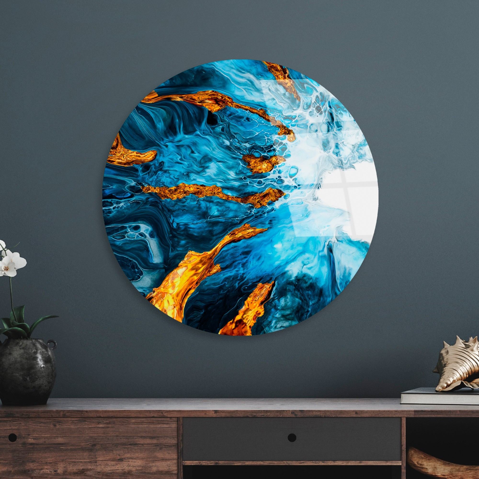 Quadro Decorativo em Vidro Temperado Multicolor Ø60 cm (4 mm) – UV-1130