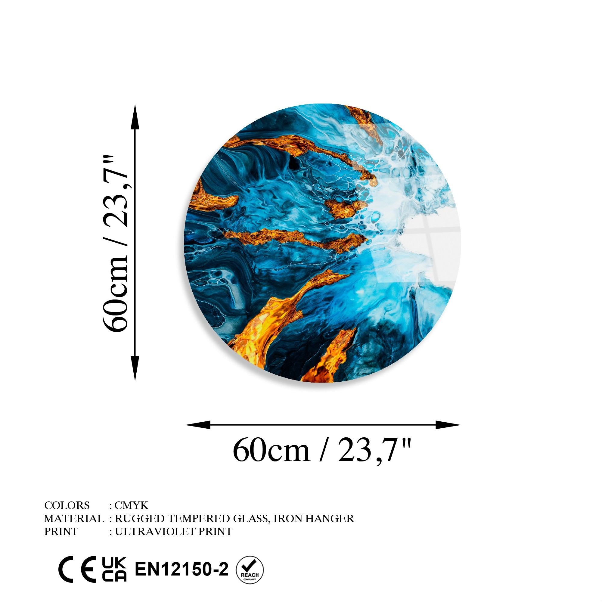 Quadro Decorativo em Vidro Temperado Multicolor Ø60 cm (4 mm) – UV-1130