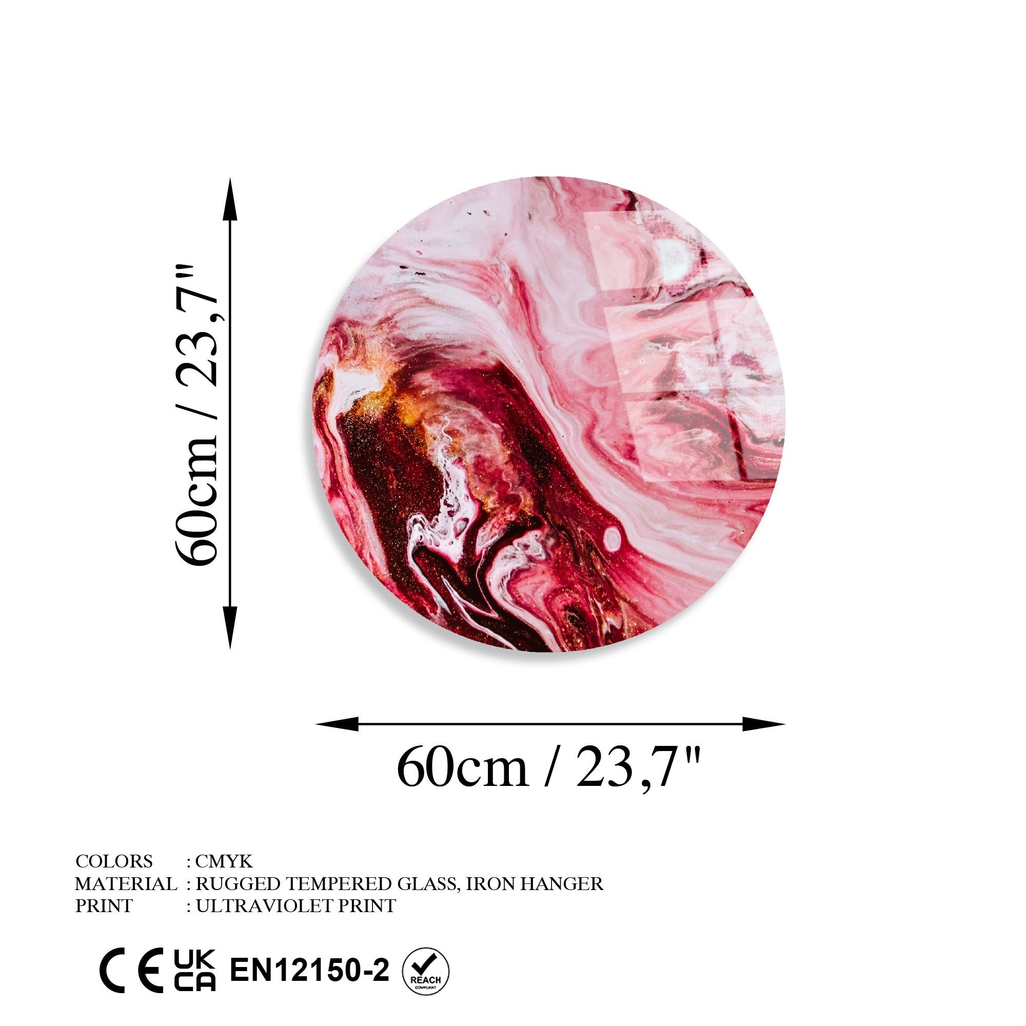 Quadro Decorativo em Vidro Temperado UV-1131, Multicolor, Ø 60 cm, 4 mm (Ref. 123BZM2627)