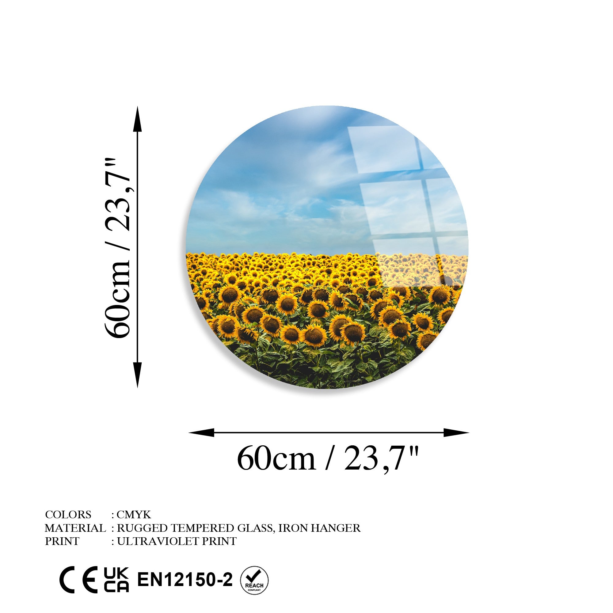 Quadro Decorativo em Vidro Temperado Multicolor Ø60 cm, 4 mm – UV-1135 (123BZM2631)