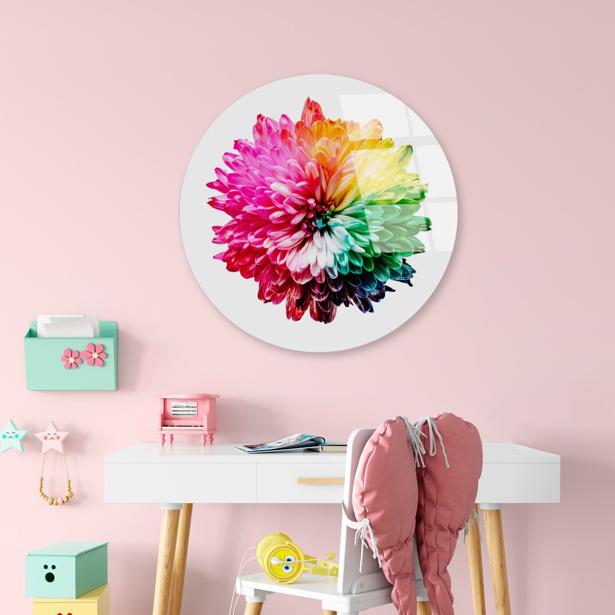 Quadro Decorativo em Vidro Temperado UV-1137, Multicolor, Ø60 cm, 4 mm