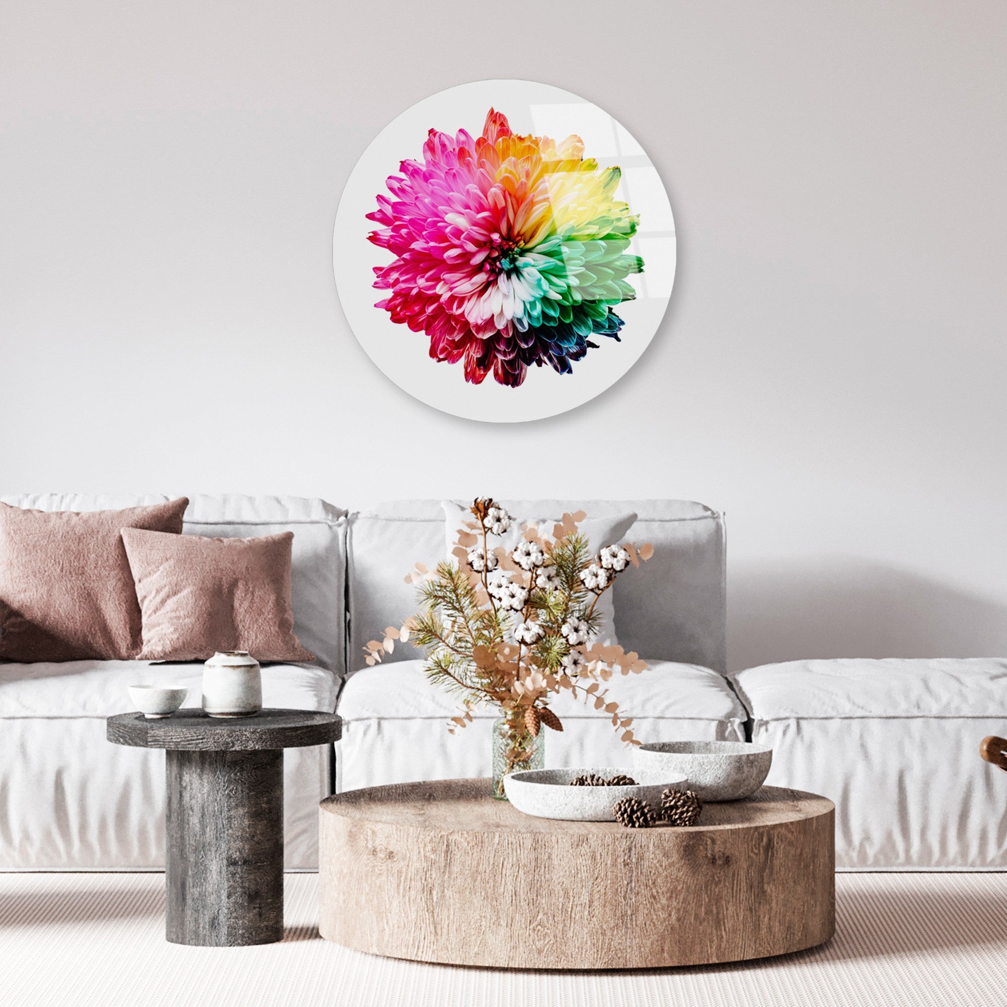 Quadro Decorativo em Vidro Temperado UV-1137, Multicolor, Ø60 cm, 4 mm