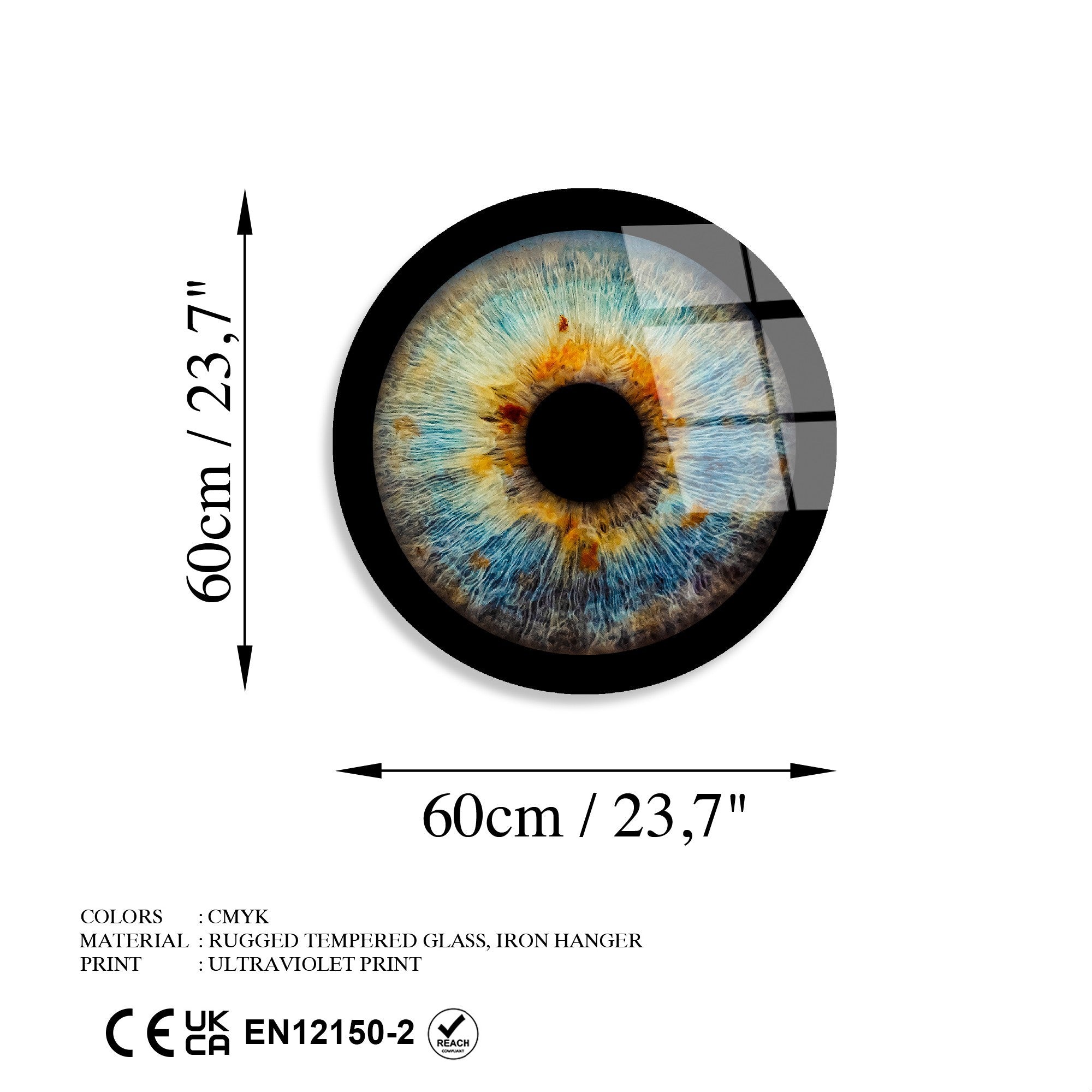 Quadro Decorativo em Vidro Temperado Multicolor Ø60 cm, 4 mm - UV-1138