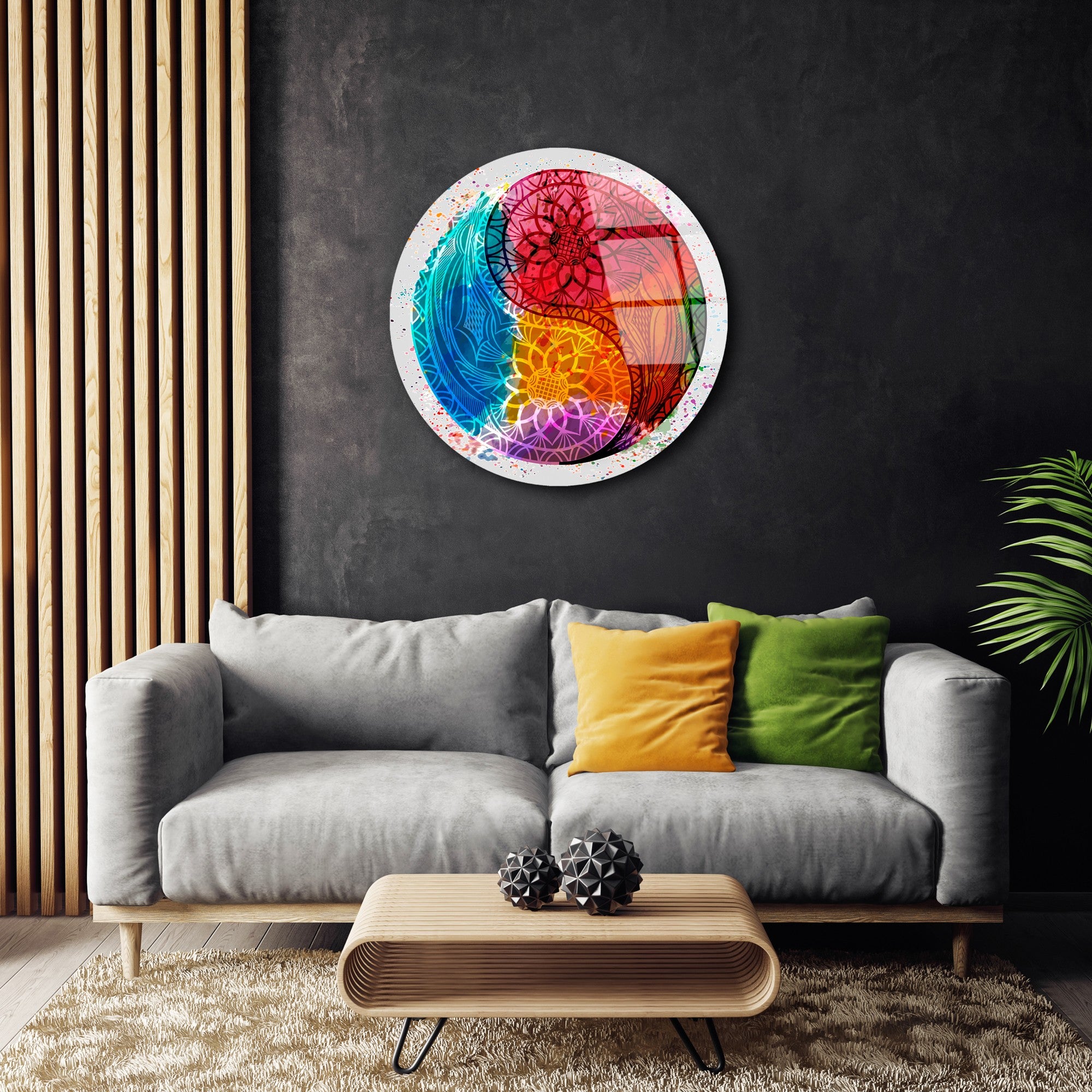 Quadro Decorativo Redondo em Vidro Temperado Multicolor 60 cm, 4 mm | UV-1139 (123BZM2635)