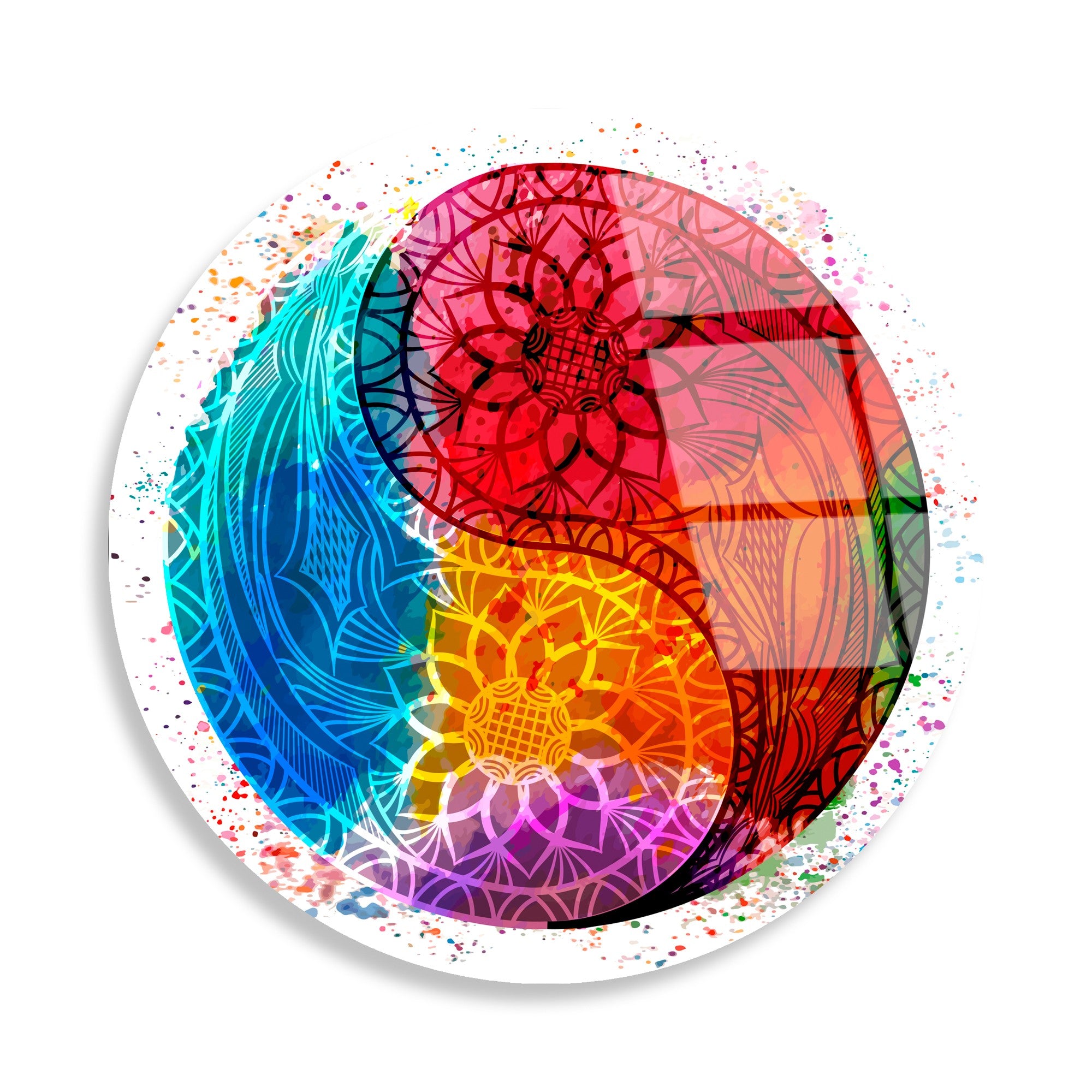 Quadro Decorativo Redondo em Vidro Temperado Multicolor 60 cm, 4 mm | UV-1139 (123BZM2635)