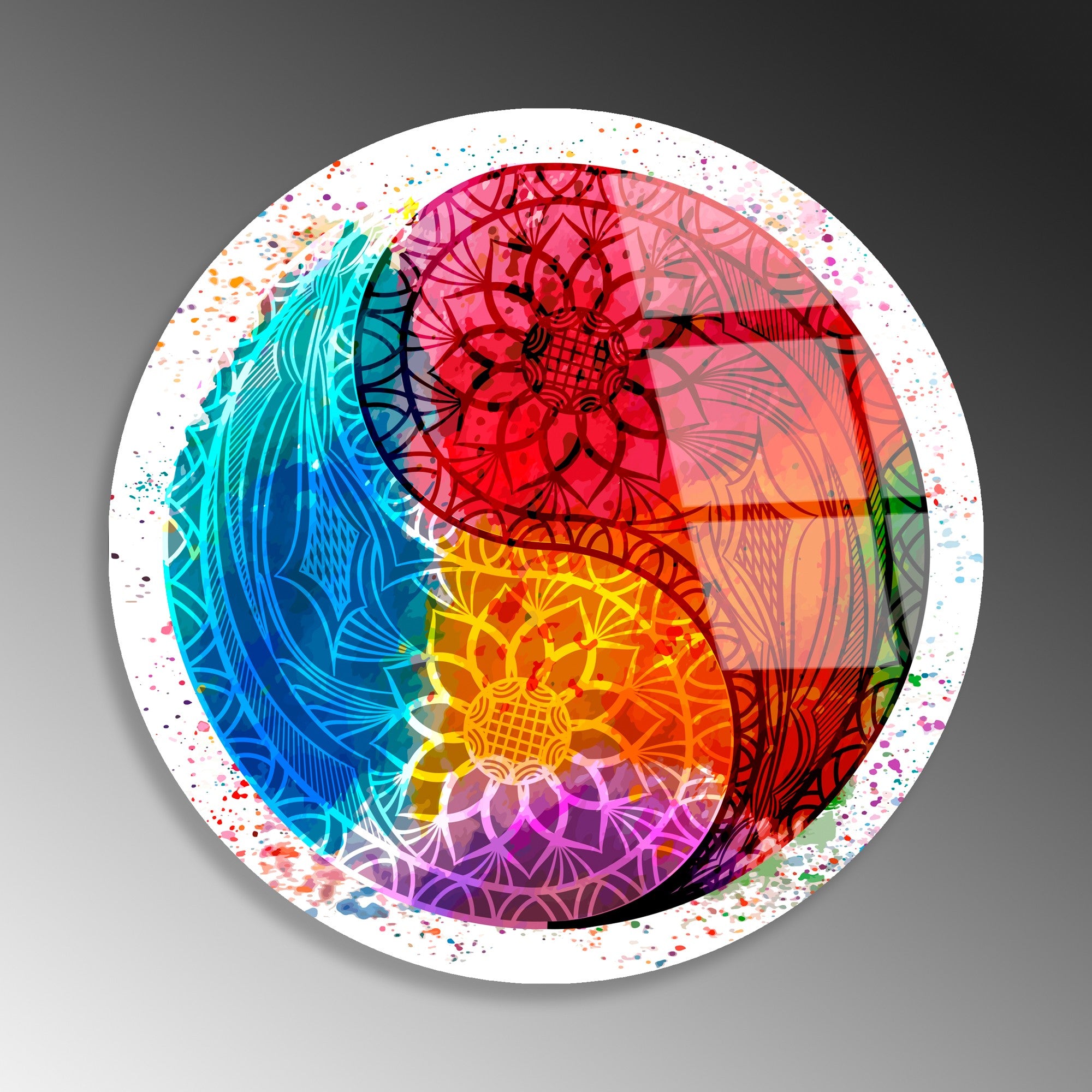 Quadro Decorativo Redondo em Vidro Temperado Multicolor 60 cm, 4 mm | UV-1139 (123BZM2635)