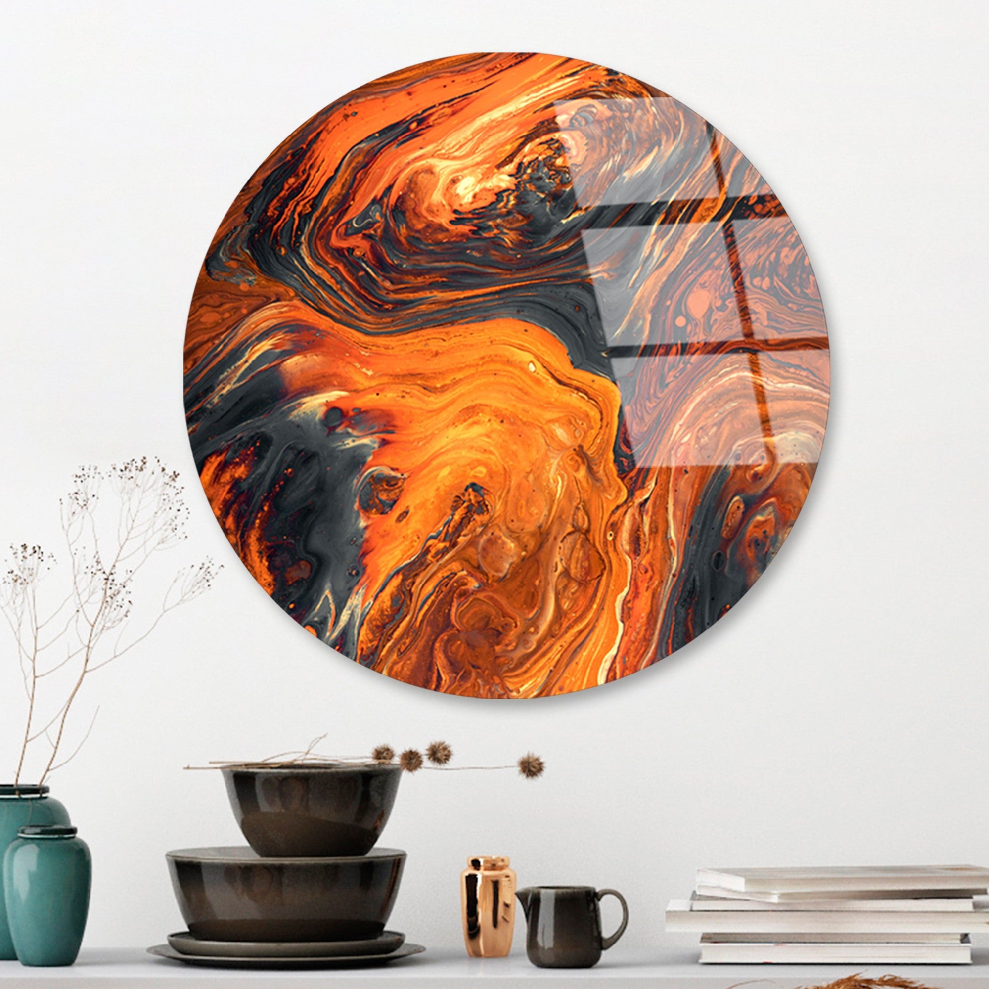 Quadro Decorativo em Vidro Temperado UV-1140 (123BZM2636) – Multicolor – Ø60 cm – 100% Vidro 4 mm