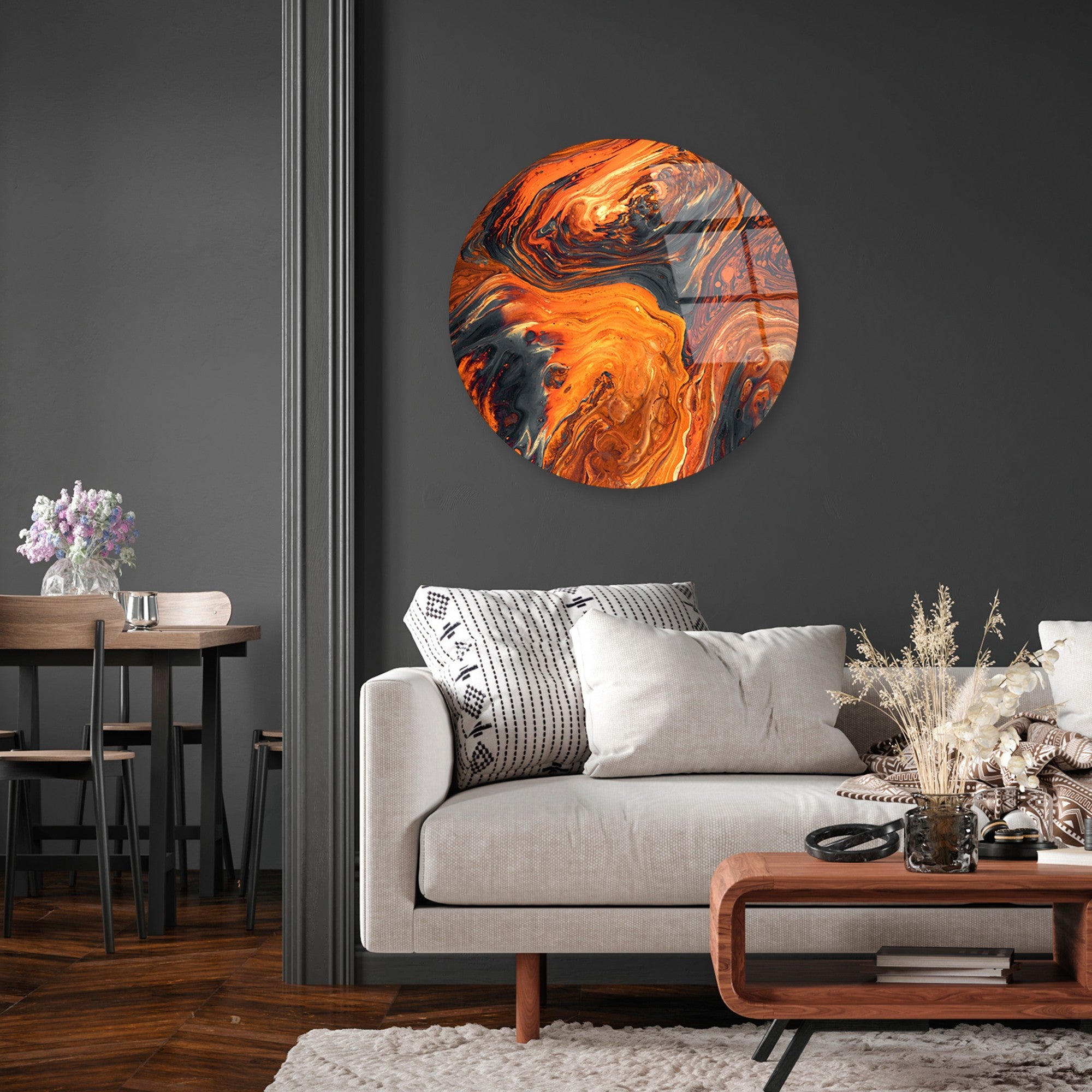 Quadro Decorativo em Vidro Temperado UV-1140 (123BZM2636) – Multicolor – Ø60 cm – 100% Vidro 4 mm