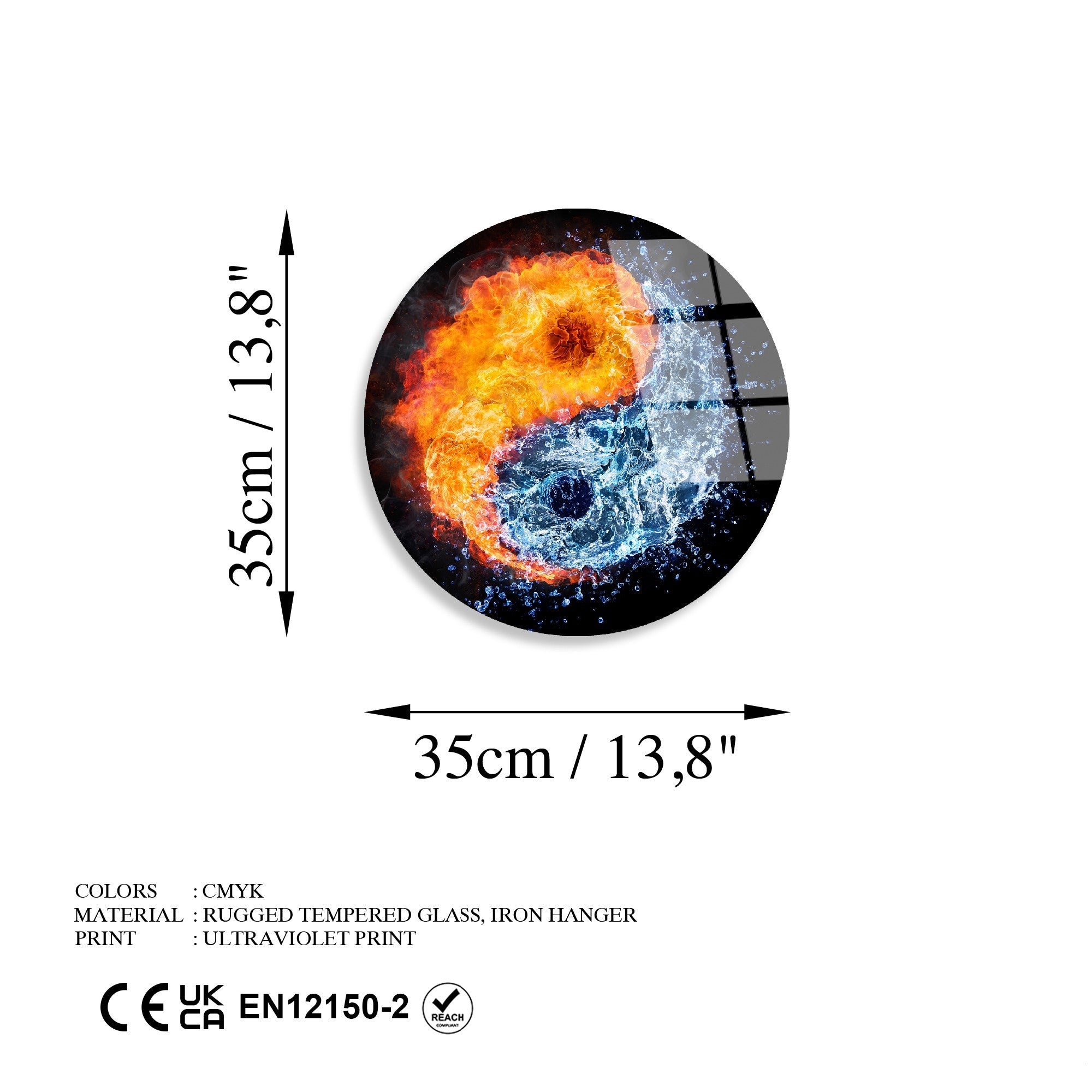 Quadro Decorativo em Vidro Temperado 100%, Multicolor, Ø30 cm (4 mm) - UV-1142