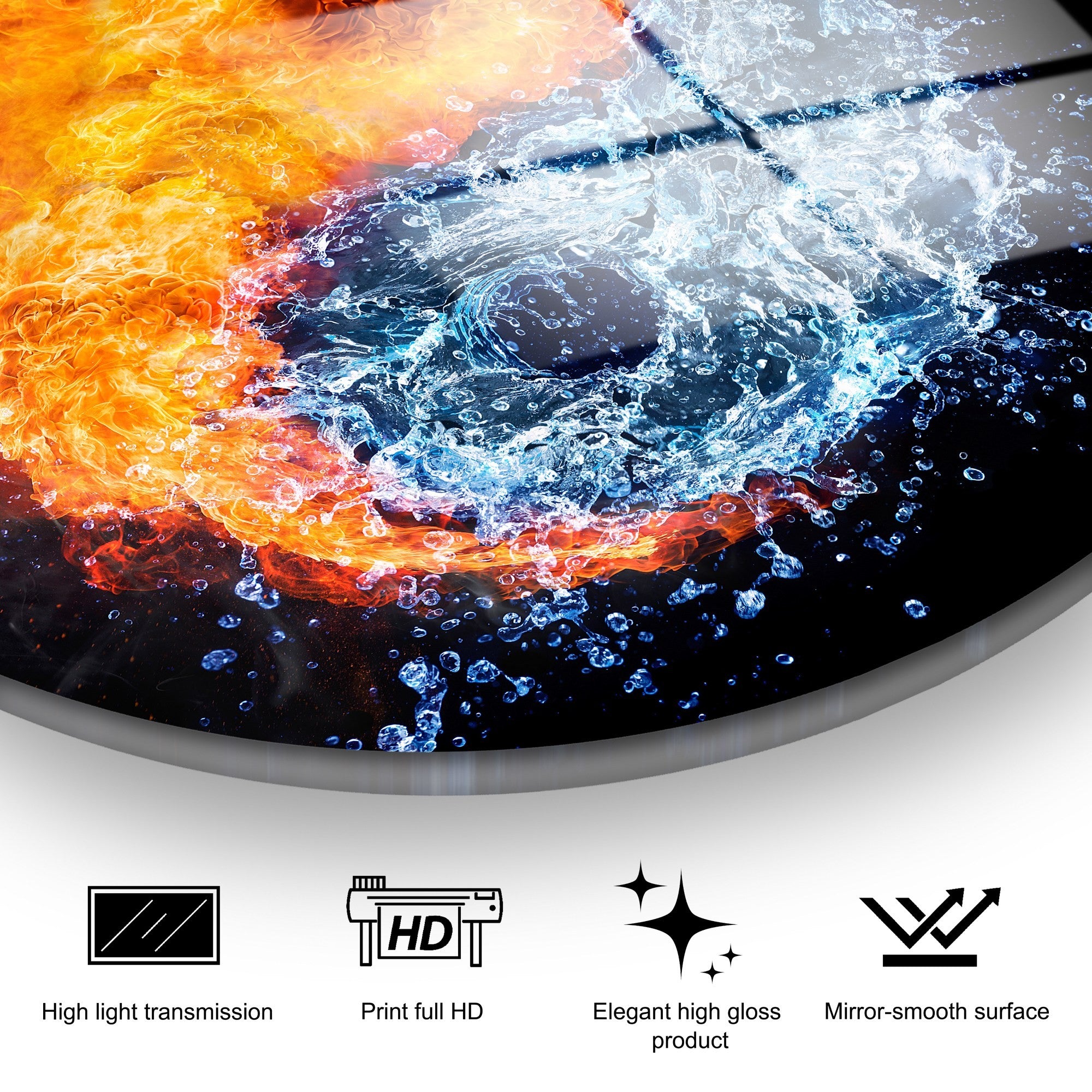 Quadro Decorativo em Vidro Temperado 100%, Multicolor, Ø30 cm (4 mm) - UV-1142