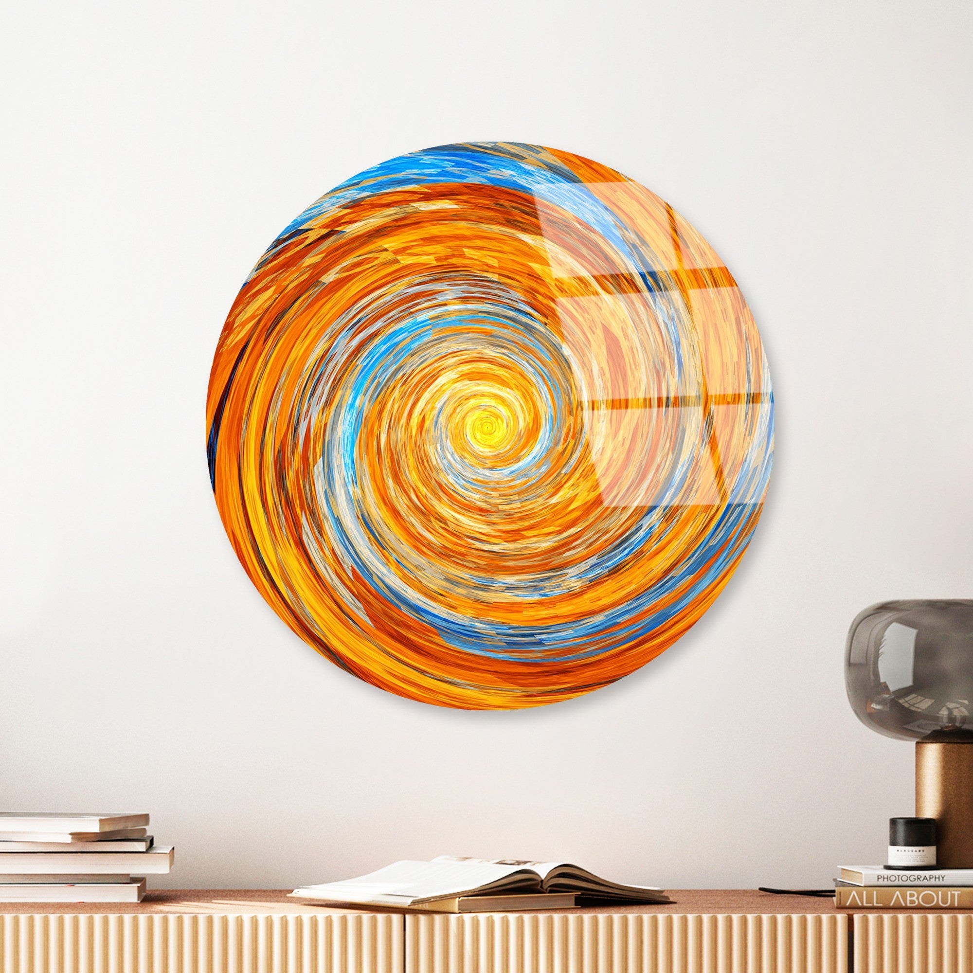 Quadro Decorativo em Vidro Temperado UV-1143 (123BZM2639), Multicor, Ø30 cm, 4 mm, 1,566 kg