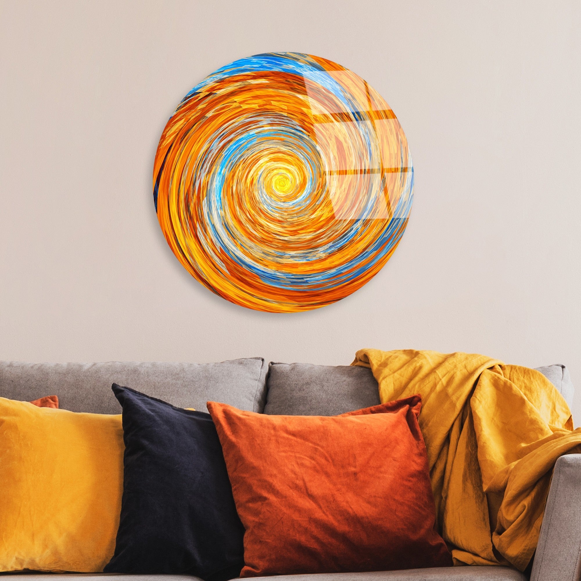 Quadro Decorativo em Vidro Temperado UV-1143 (123BZM2639), Multicor, Ø30 cm, 4 mm, 1,566 kg