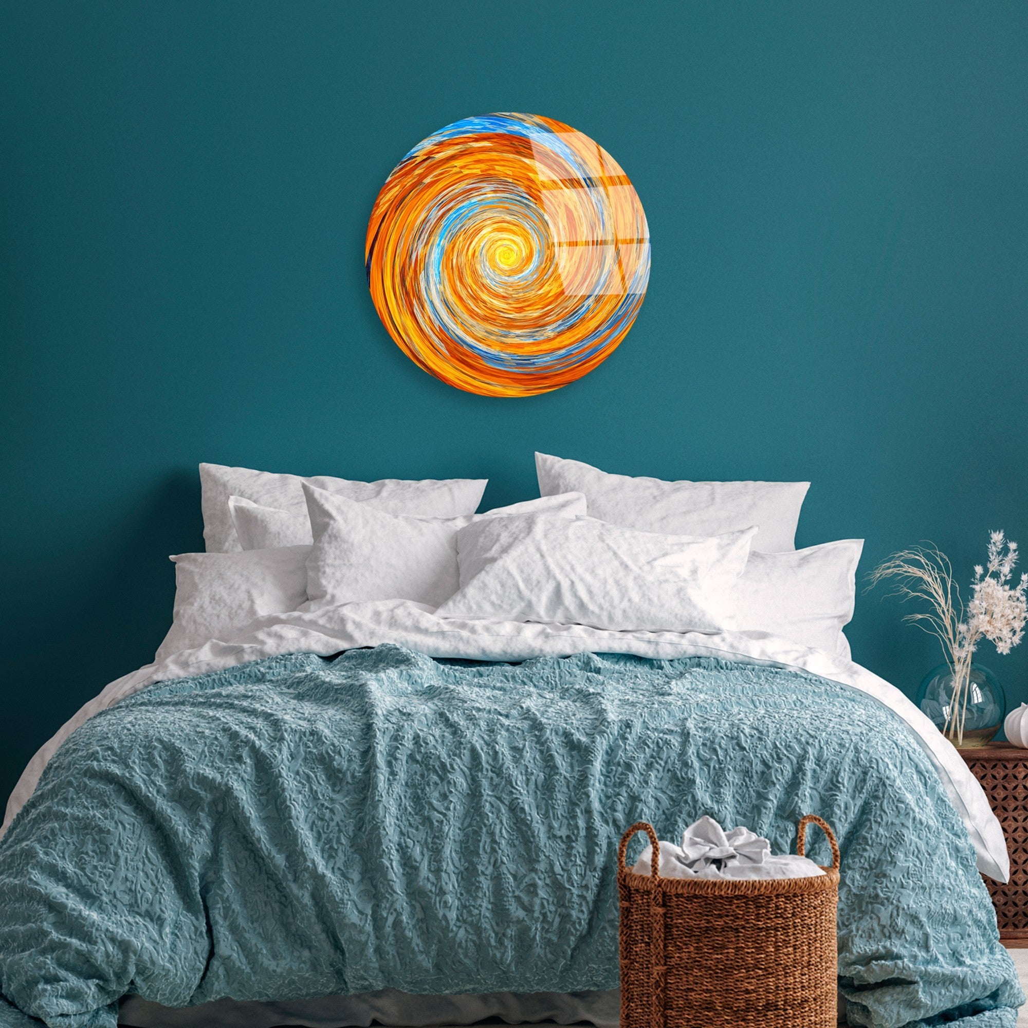 Quadro Decorativo em Vidro Temperado UV-1143 (123BZM2639), Multicor, Ø30 cm, 4 mm, 1,566 kg