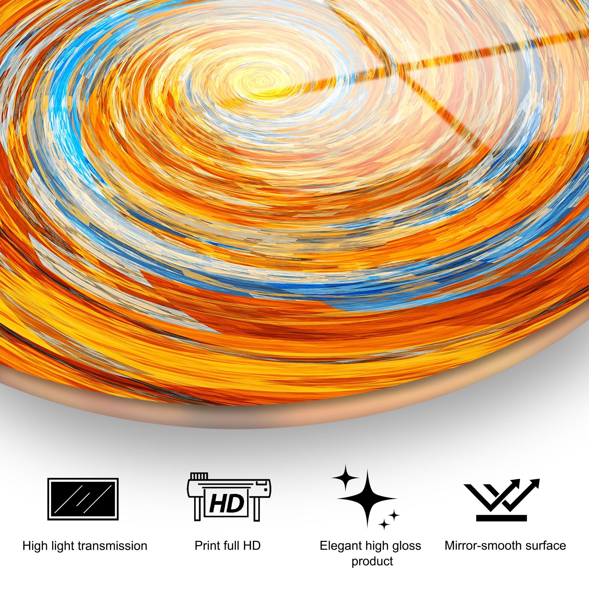 Quadro Decorativo em Vidro Temperado UV-1143 (123BZM2639), Multicor, Ø30 cm, 4 mm, 1,566 kg