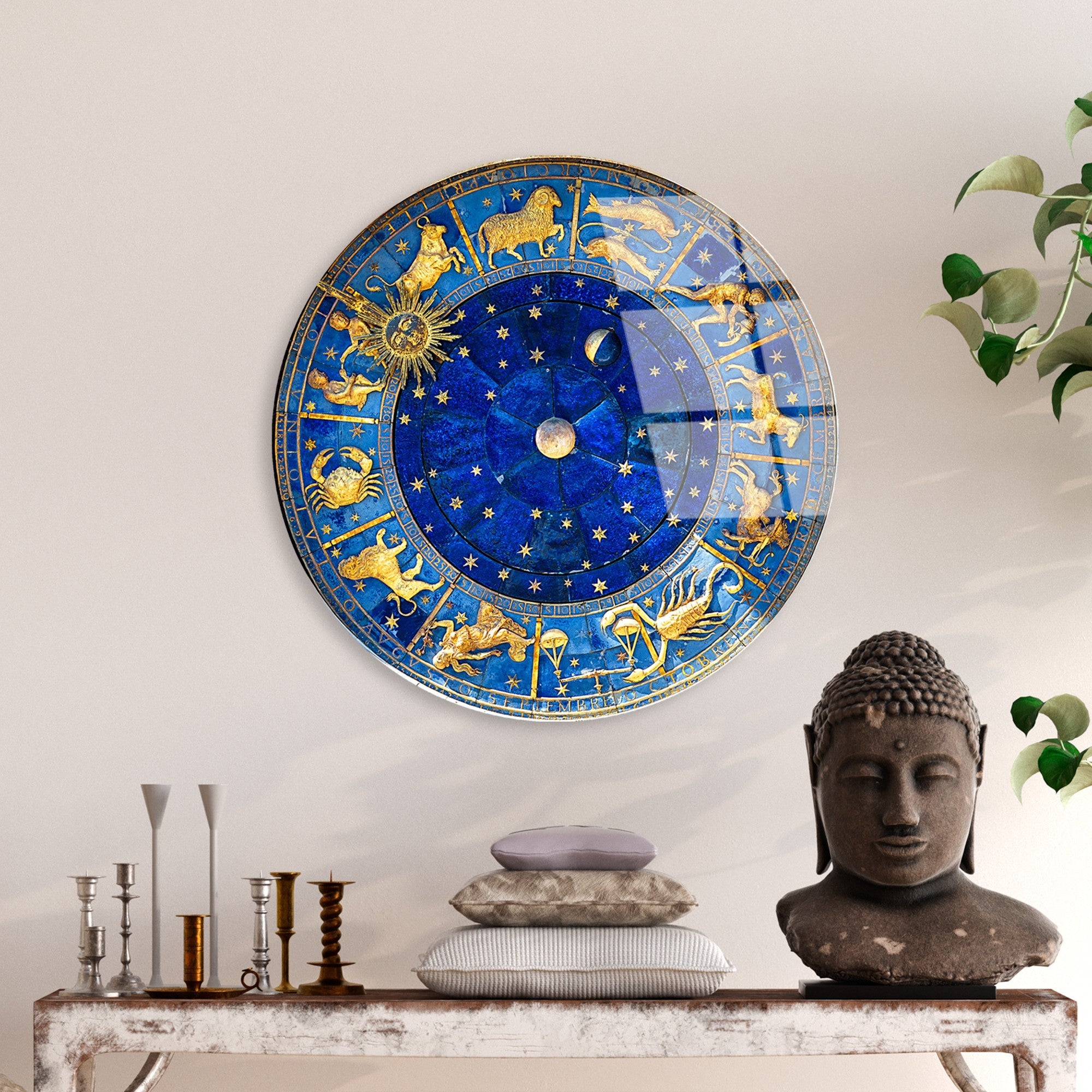 Quadro Decorativo em Vidro Temperado UV-1144, Ø30 cm, 4 mm, Multicor